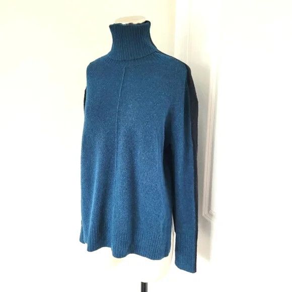 Athleta Transit Teal/Black Colorblock Turtleneck Sweater Winter Work Size XXS / US 00 / IT 34 - 4 Thumbnail