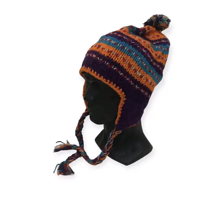 Japanese Brand × Vintage Japanese Brand Earflap Knit Beanie Hat Size ONE SIZE - 1 Thumbnail