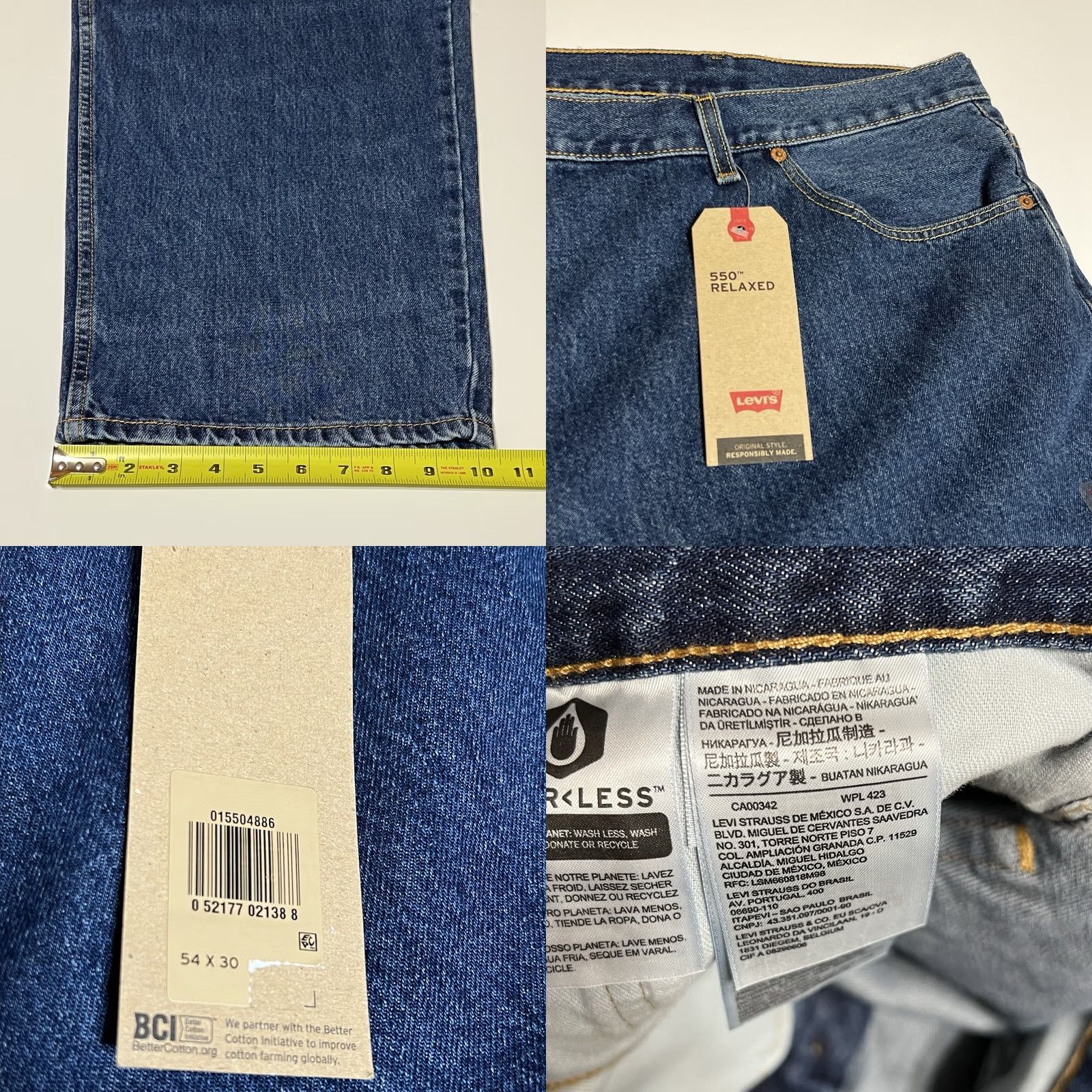 Levi's VINTAGE Levis 550 Jeans Mens 54x30 Blue Relaxed Fit Tapered Big & Tall Denim NWT Size US 38 / EU 54 - 8 Thumbnail