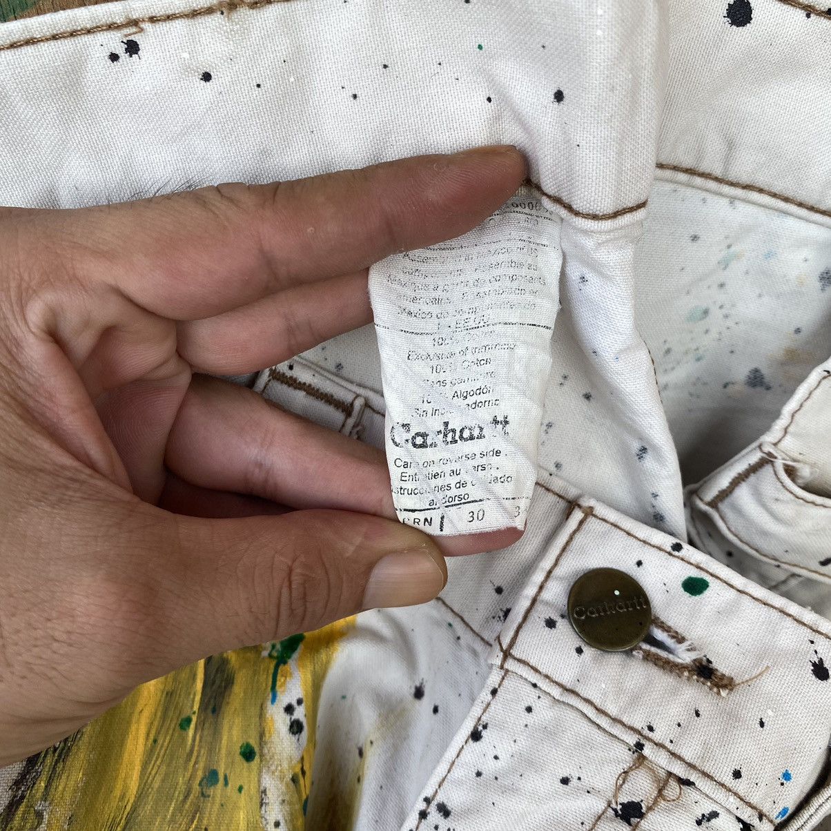 Carhartt × Vintage Vintage Carhatt Crazy Splash Paint Carpenter Pants Size US 32 / EU 48 - 9 Thumbnail