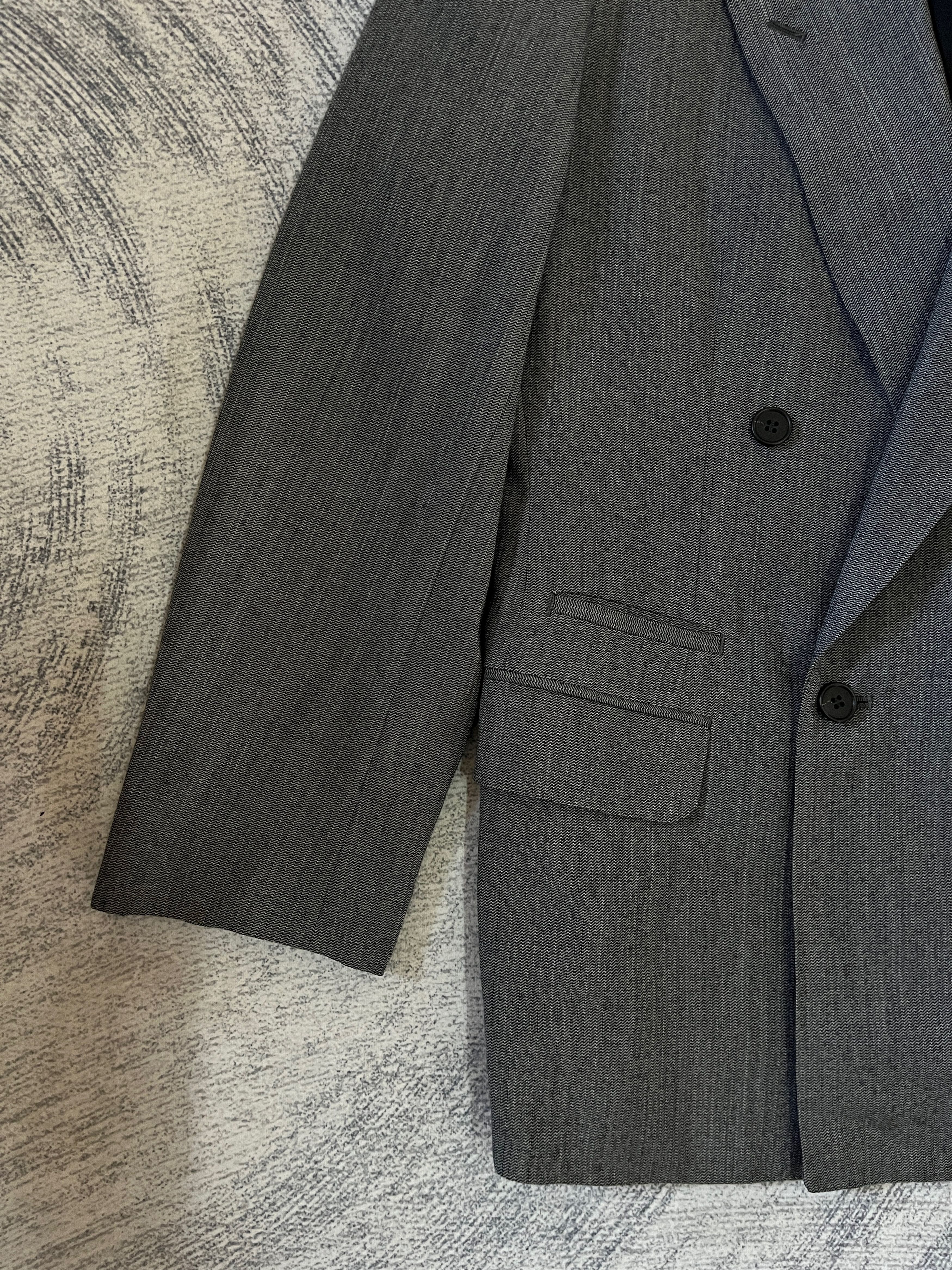 Yohji Yamamoto Y’s For Men LQ Design Wool Double Breasted Grey Blazer Size 40R - 4 Thumbnail