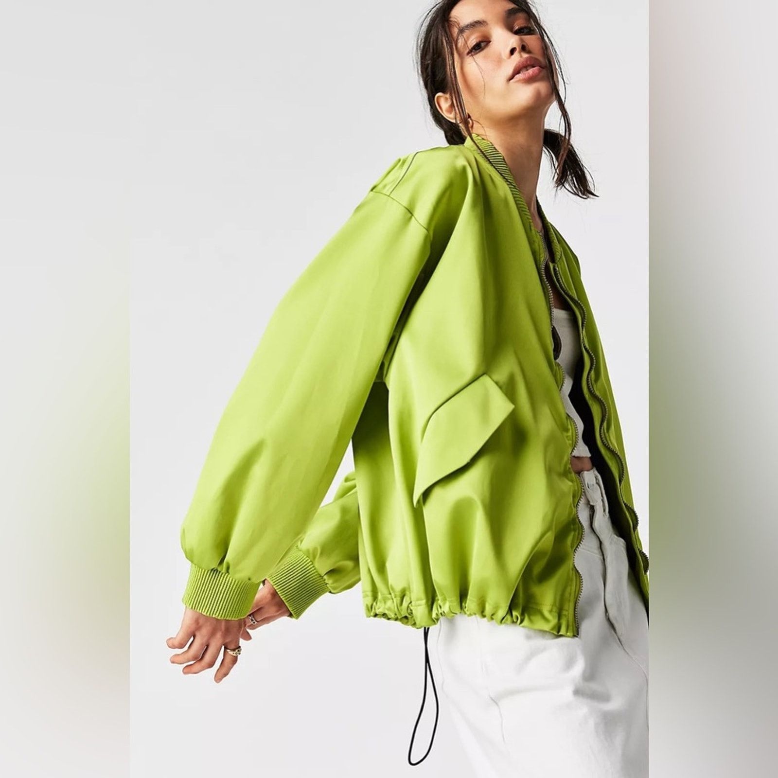 Free People We The Free Echo Bomber Jacket Lime Green size Small Size S / US 4 / IT 40 - 2 Thumbnail