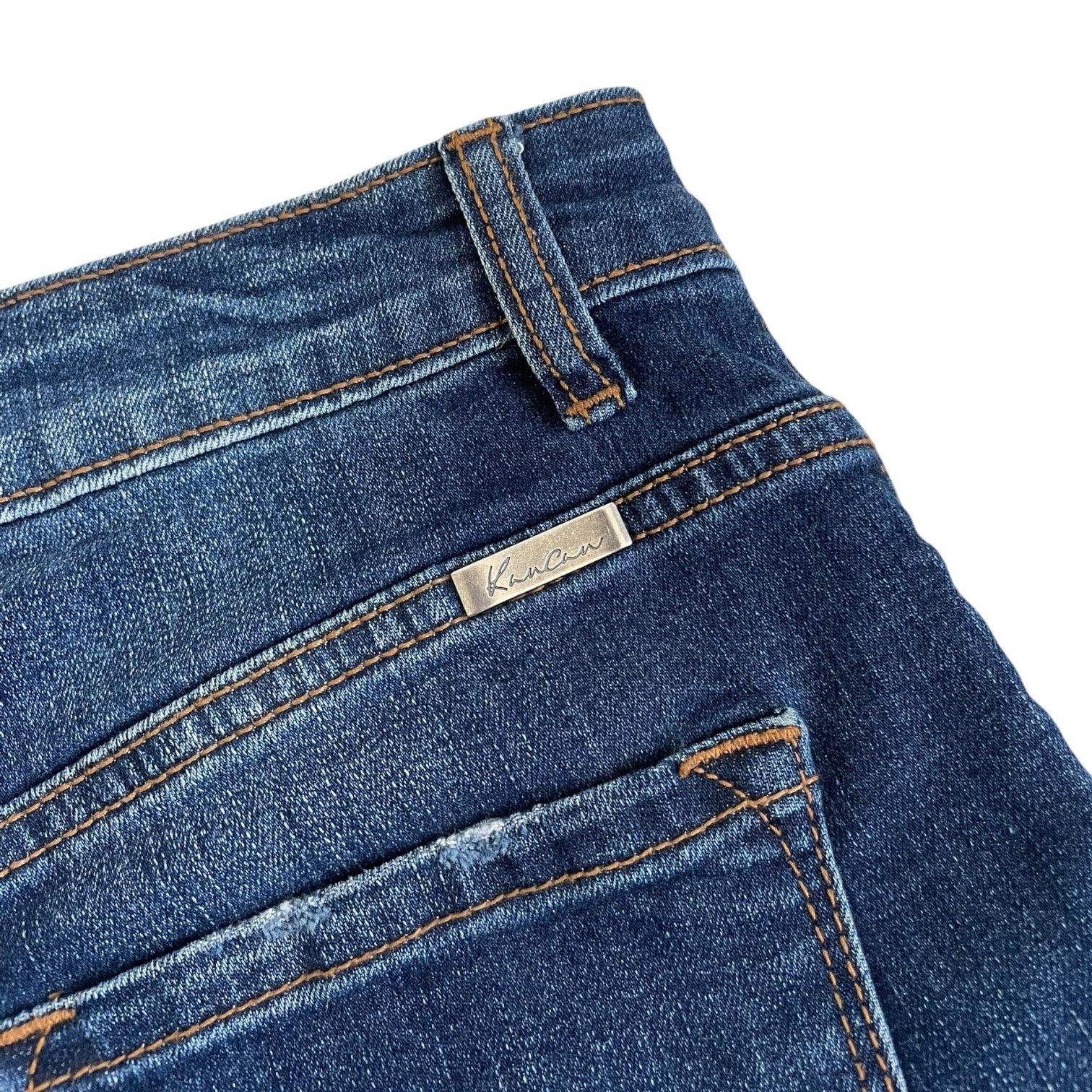 Other Kancan Dark Wash Distressed High Rise Mini Jean Shorts Size 26" / US 2 / IT 38 - 6 Thumbnail