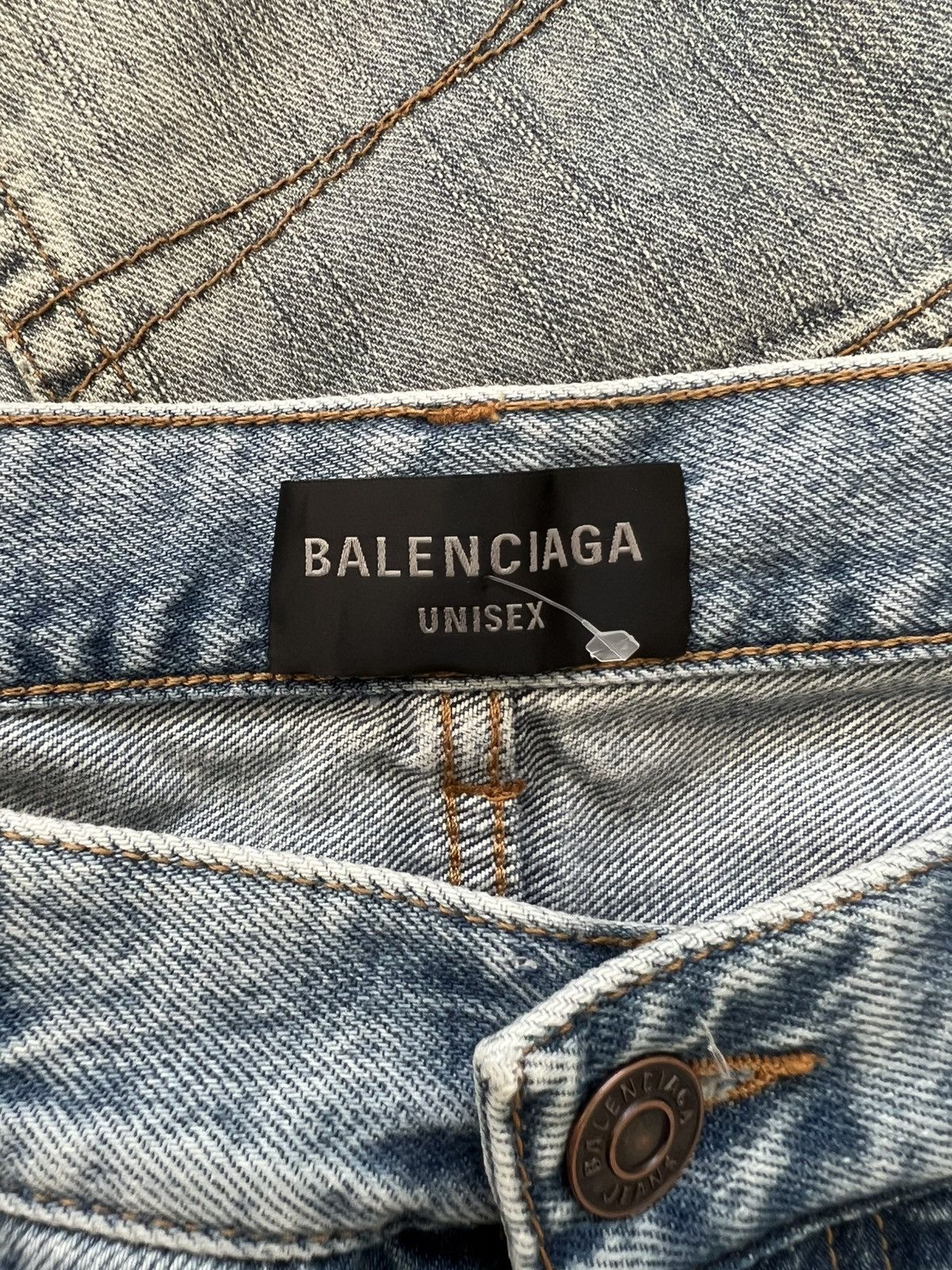 Balenciaga Blue Cut Up Double Waist Baggy Jeans Size US 34 / EU 50 - 8 Thumbnail