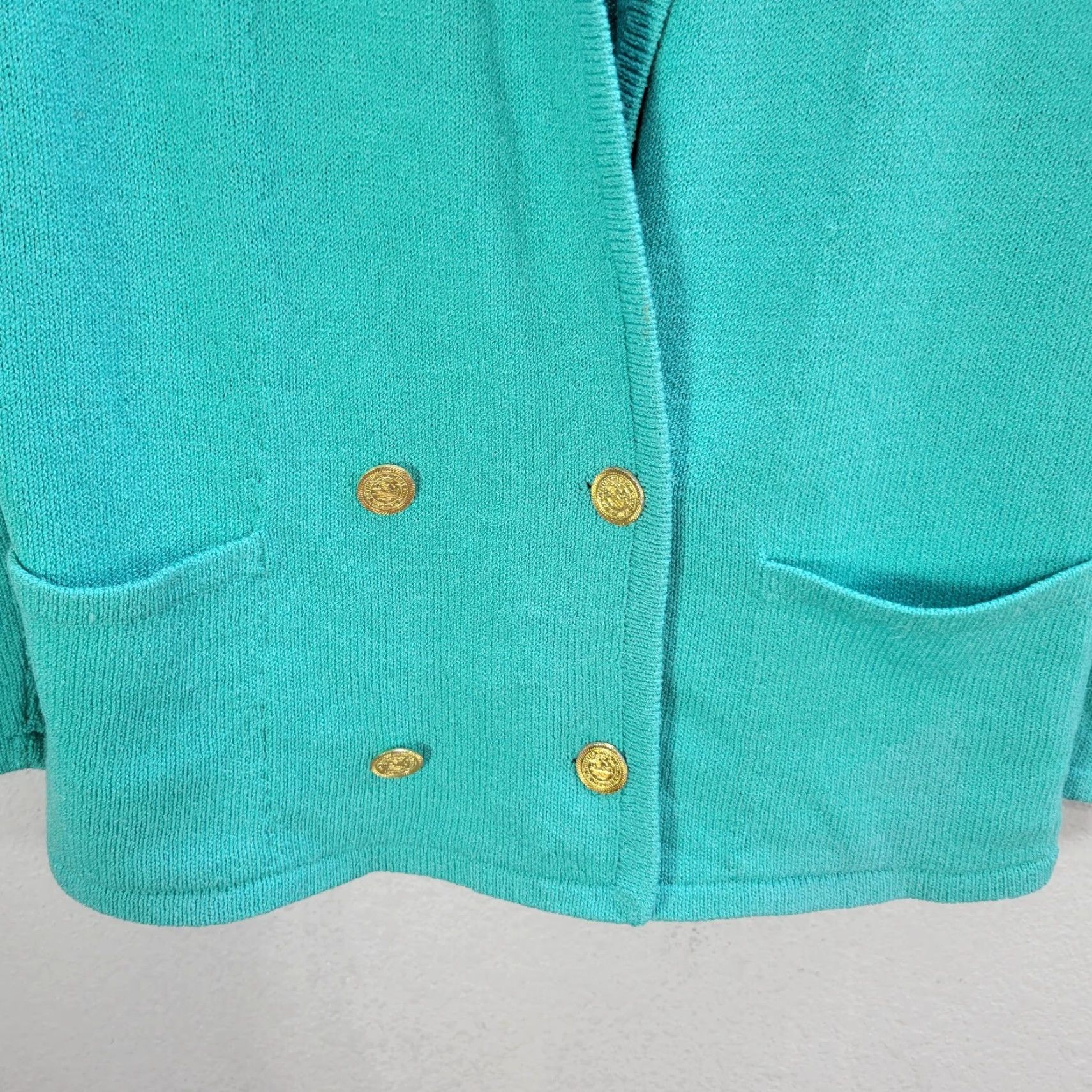 Vintage Don Sayres for Wellmore Turquoise Knit Wool Rayon Jacket Blazer Double-Breasted Sz 8 Womens Size M / US 6-8 / IT 42-44 - 5 Thumbnail