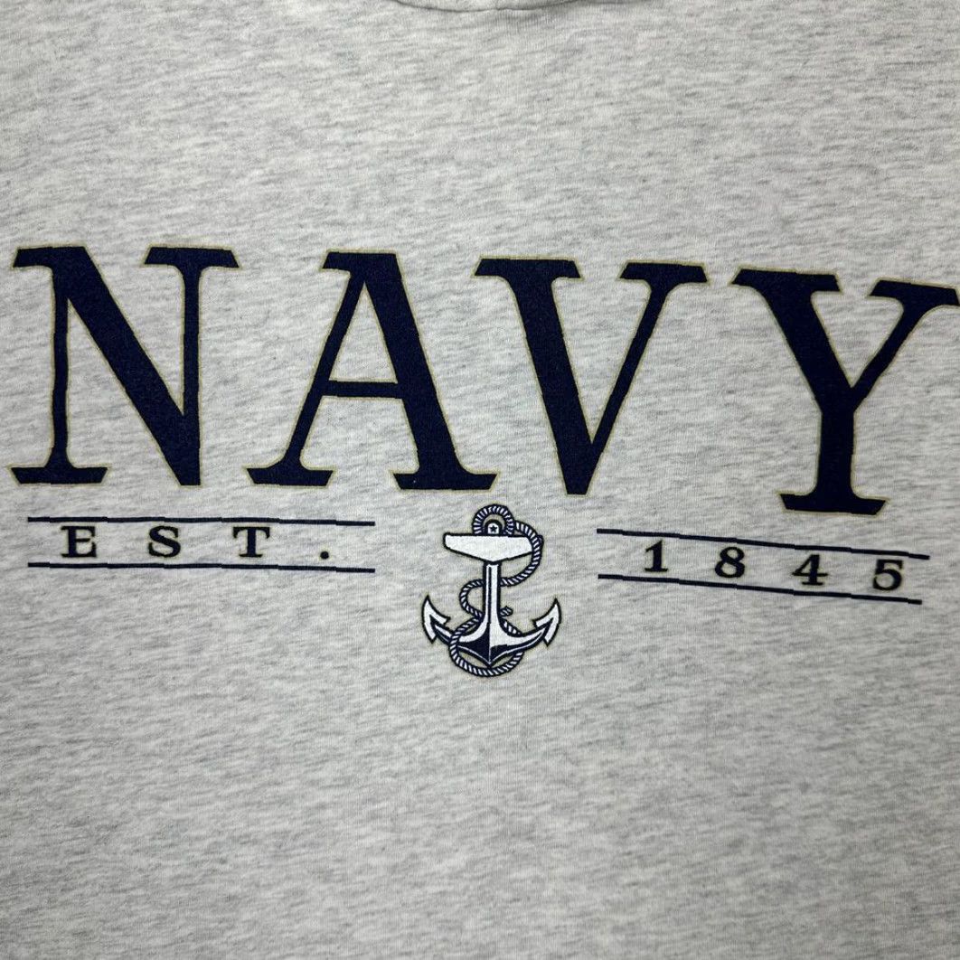 Vintage Navy Midshipmen Hoodie Sweatshirt Mens Large Gray Lightweight Blue 84 Pullover Size US L / EU 52-54 / 3 - 6 Thumbnail