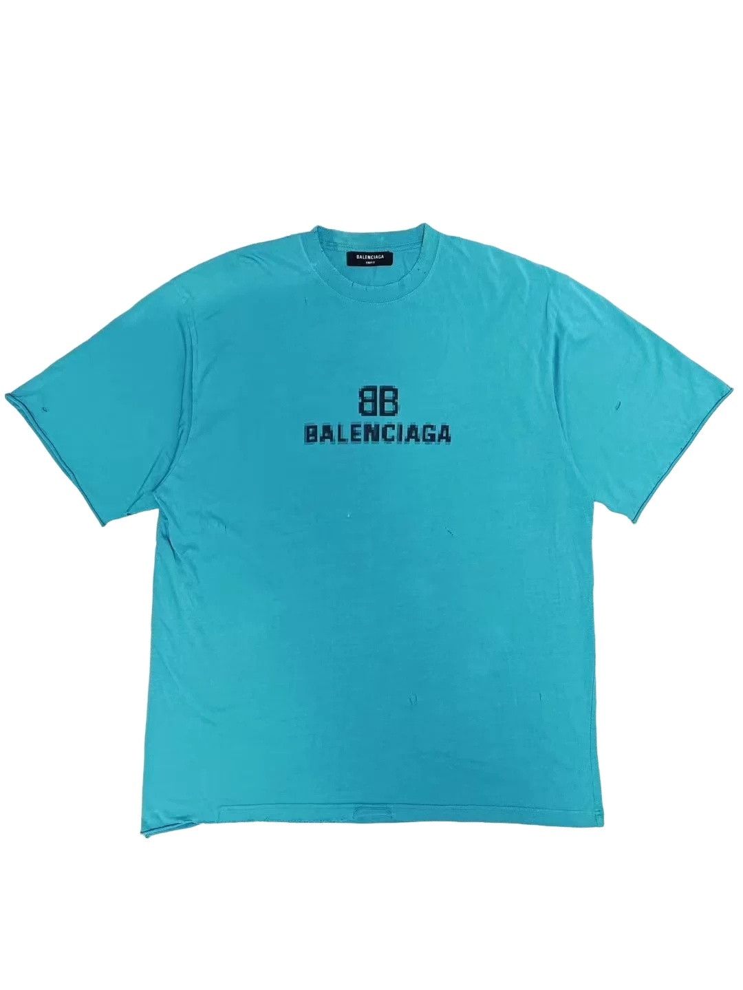 Balenciaga Balenciaga Mosaic Logo Distressed T-Shirt Size XS Size US XS / EU 42 / 0 - 1 Thumbnail