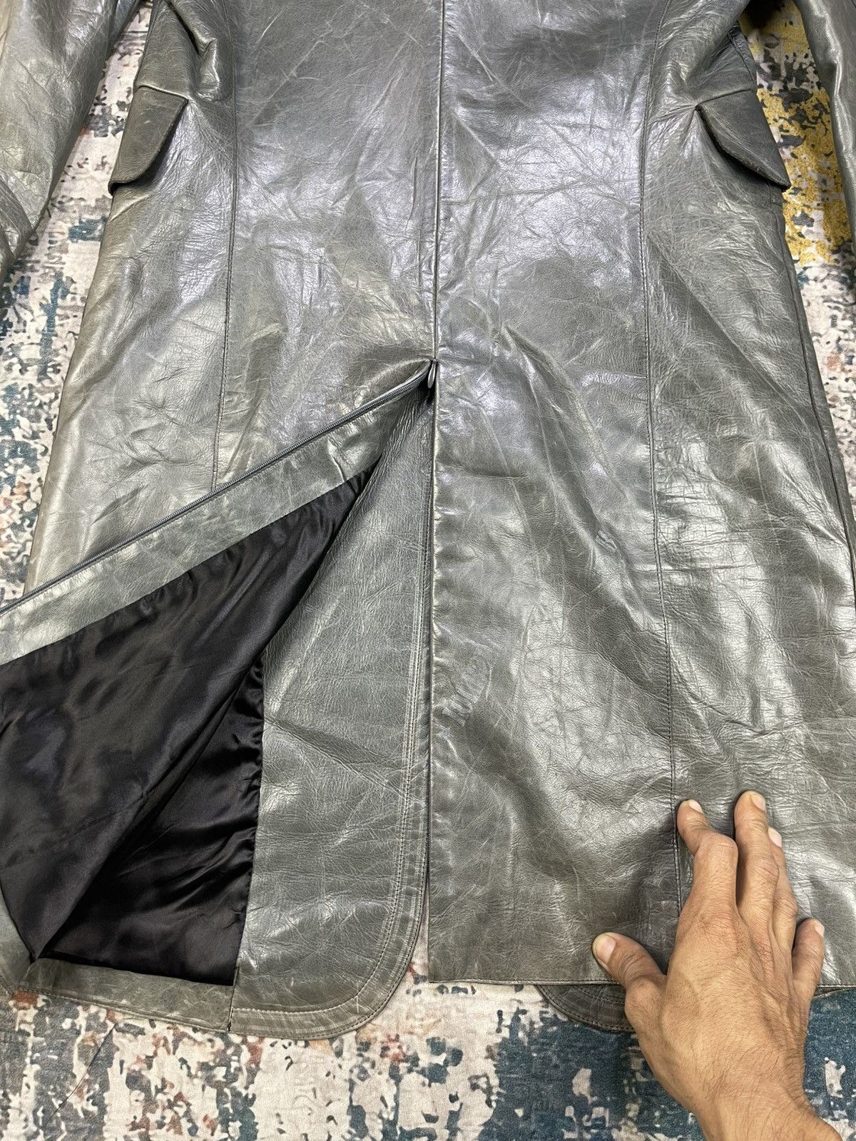 Costume National CoSTUME National Distressed Leather Trench Coat Size S / US 4 / IT 40 - 6 Thumbnail