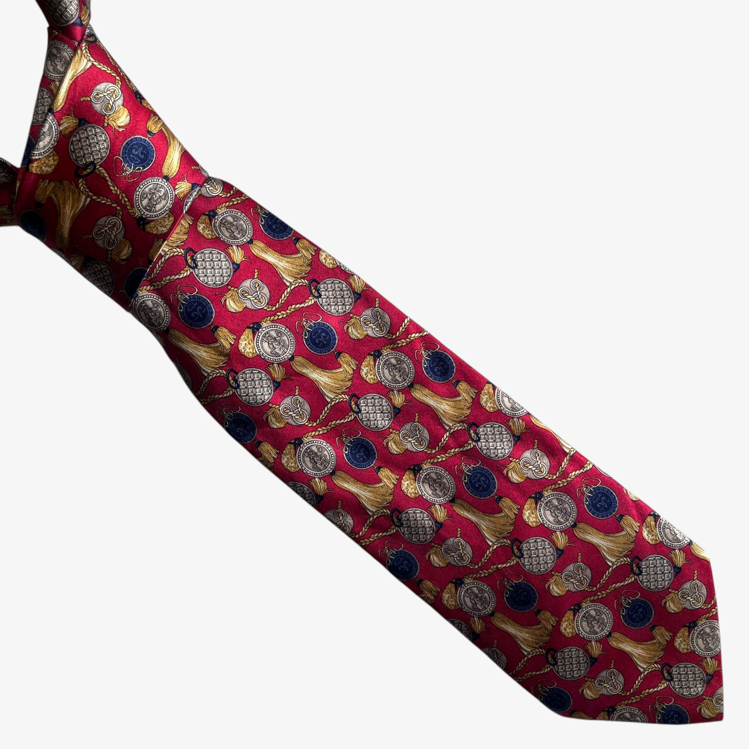 Kieselstein-Cord Vintage 80s Kieselstein Cord Geometric Print Silk Tie Size ONE SIZE - 1 Thumbnail