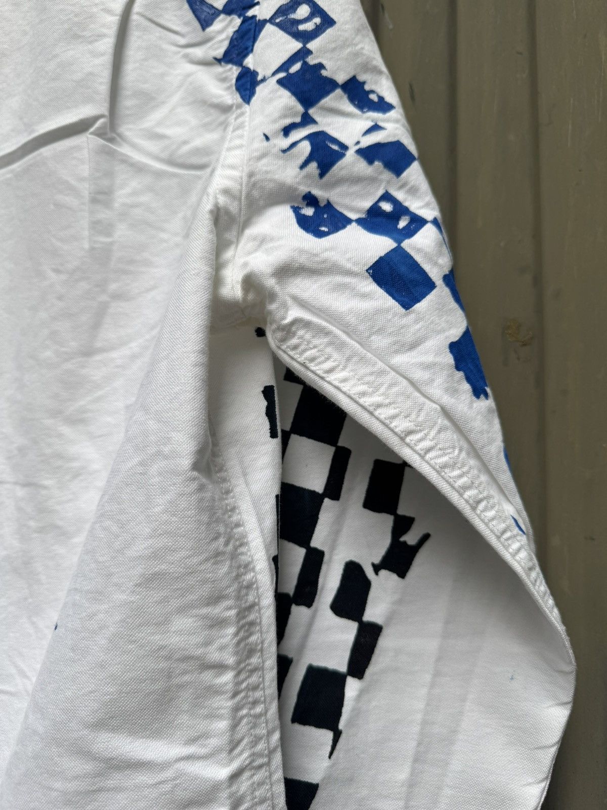 Vintage Hand Painted Check Shirt — Blue & Black Checkerboard Size US S / EU 44-46 / 1 - 10 Thumbnail