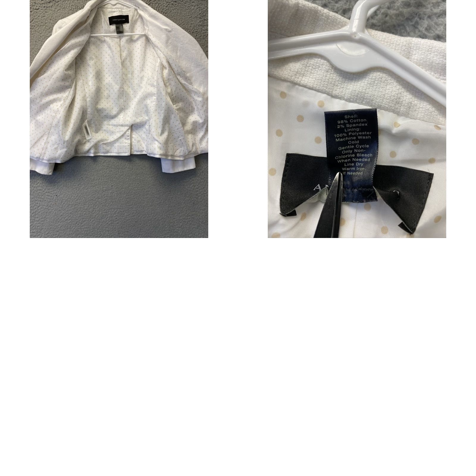 Ann Taylor Ann Taylor Blazer Jacket Size 6 Textured 3/4 Sleeve Open Front White /55-56 Size M / US 6-8 / IT 42-44 - 8 Thumbnail