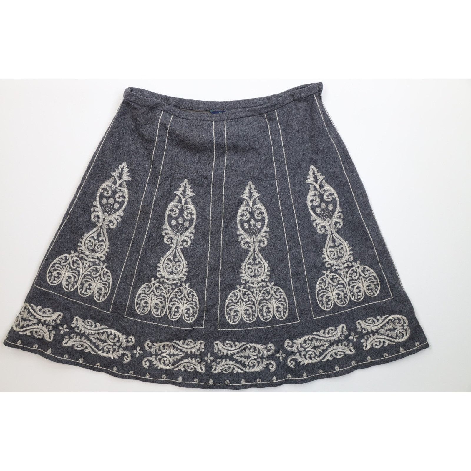Boden Boden Wool Blend Embroidered Geometric Skirt Size 38" / US 16 / IT 52 - 1 Thumbnail
