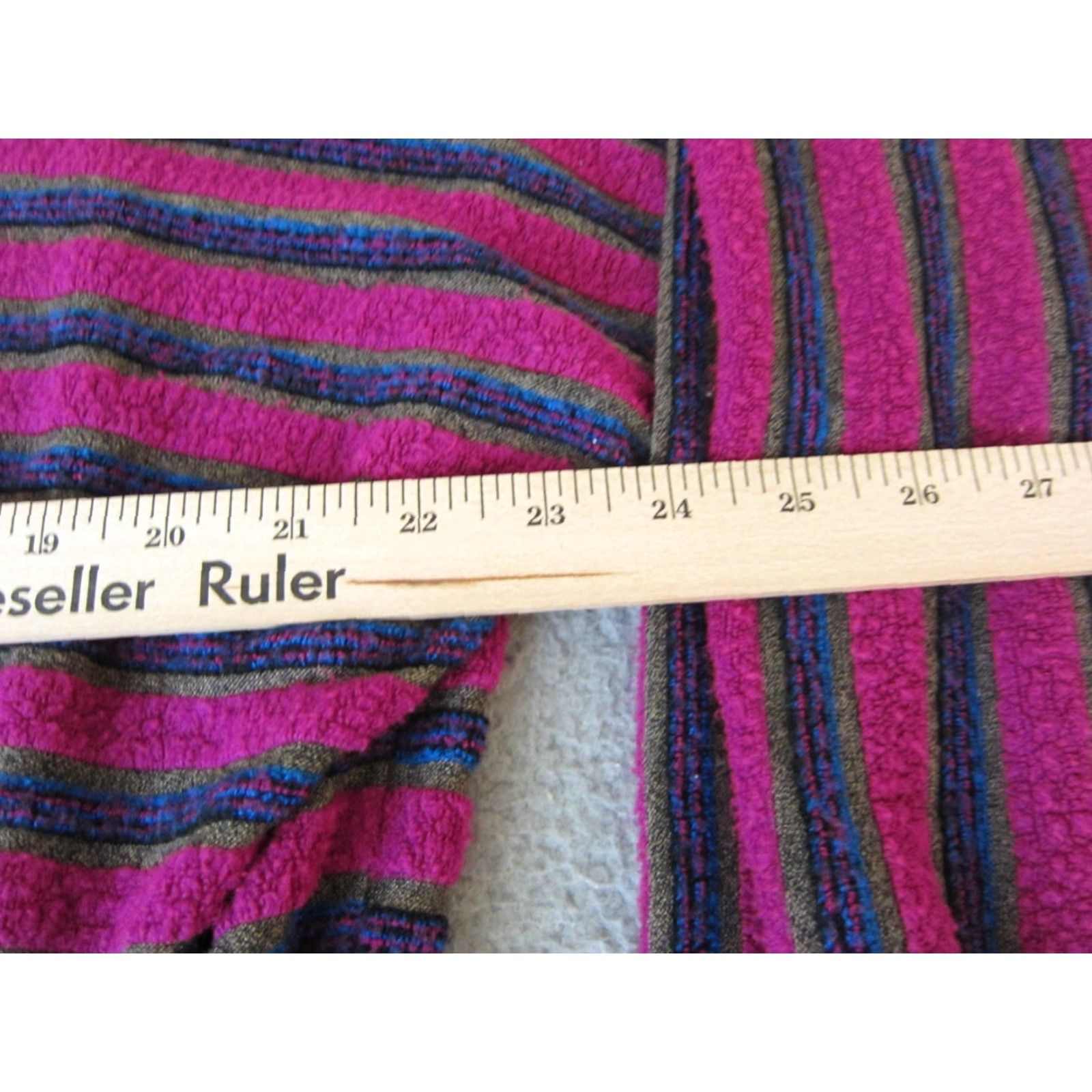 Velour VINTAGE Velour Sweater Womens L Pink Blue Striped 90s High Neck Fleece Pullover Size L / US 10 / IT 46 - 5 Thumbnail