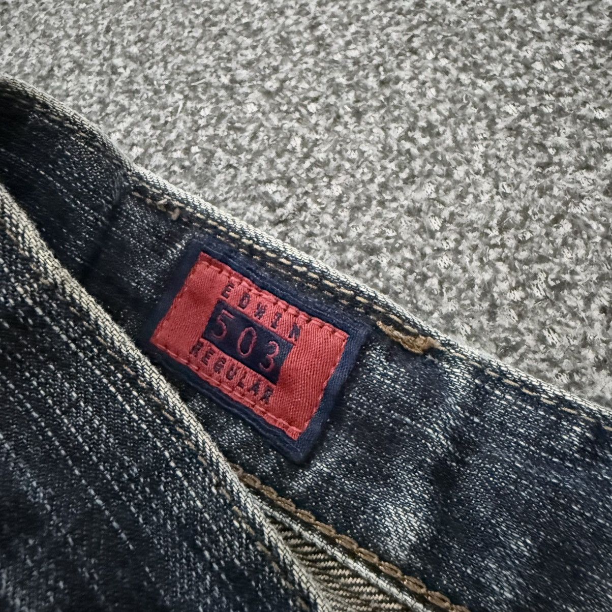Edwin 🇯🇵 Vintage 90s Japanese Edwin 503 Rusty Destroyed Denim Size US 31 - 13 Thumbnail