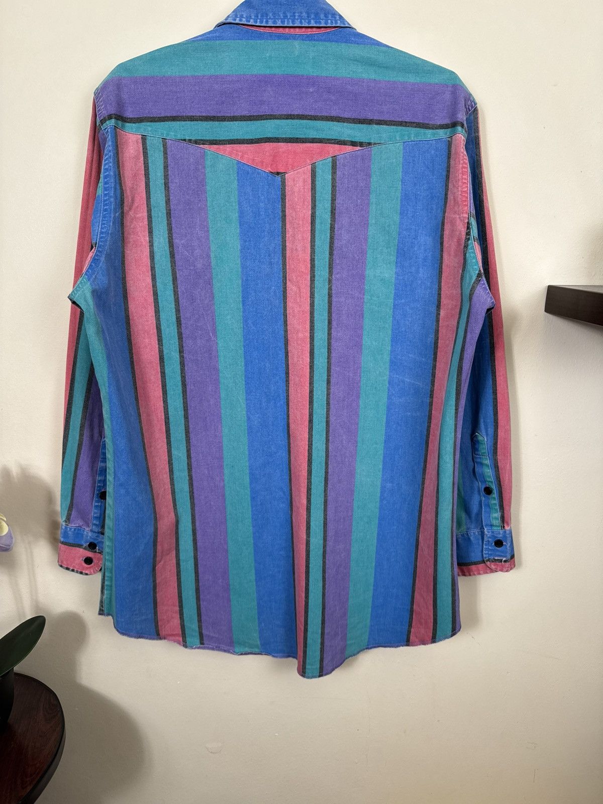Vintage VTG Wrangler brushpopper multi bold stripe shirt 15.5 - 33 Size US M / EU 48-50 / 2 - 22 Thumbnail