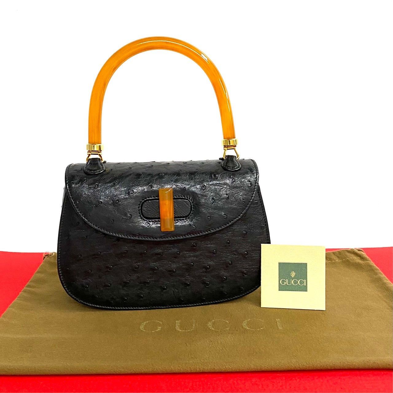 Gucci Gucci Handbag Black Ostrich Size ONE SIZE - 1 Thumbnail