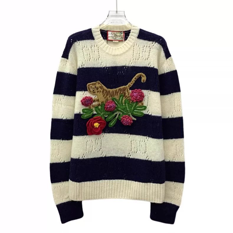 Gucci Gucci Striped Knit Sweater with Tiger Embroidery Size US S / EU 44-46 / 1 - 1 Thumbnail