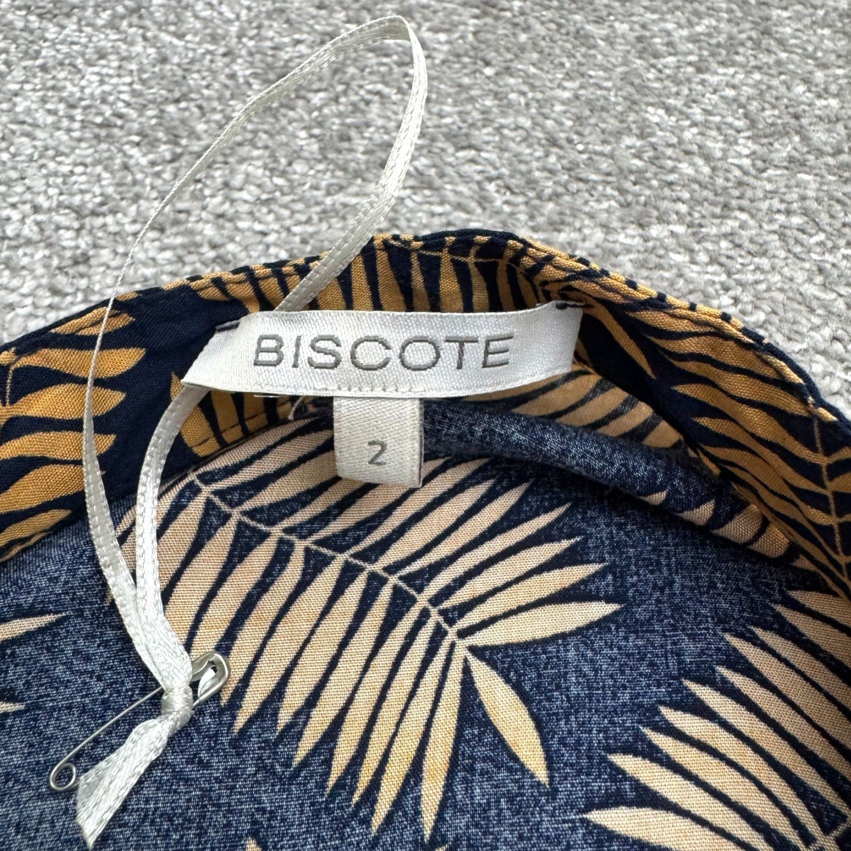 Vintage VINTAGE Biscote Palm Leaf Hi-Low Maxi Tiered Dress Womens 2 Navy Brown Short Sleeve Boho Size 26" / US 2 / IT 38 - 4 Thumbnail