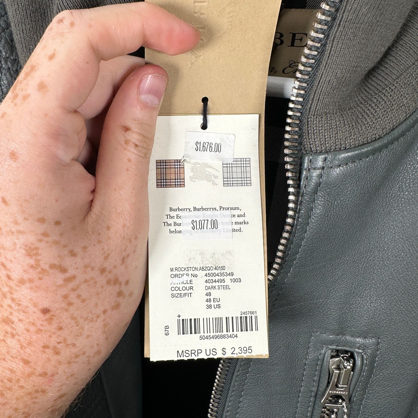 Burberry Burberry Dark Steel Leather Bomber Jacket Size 48 Size US M / EU 48-50 / 2 - 13 Thumbnail
