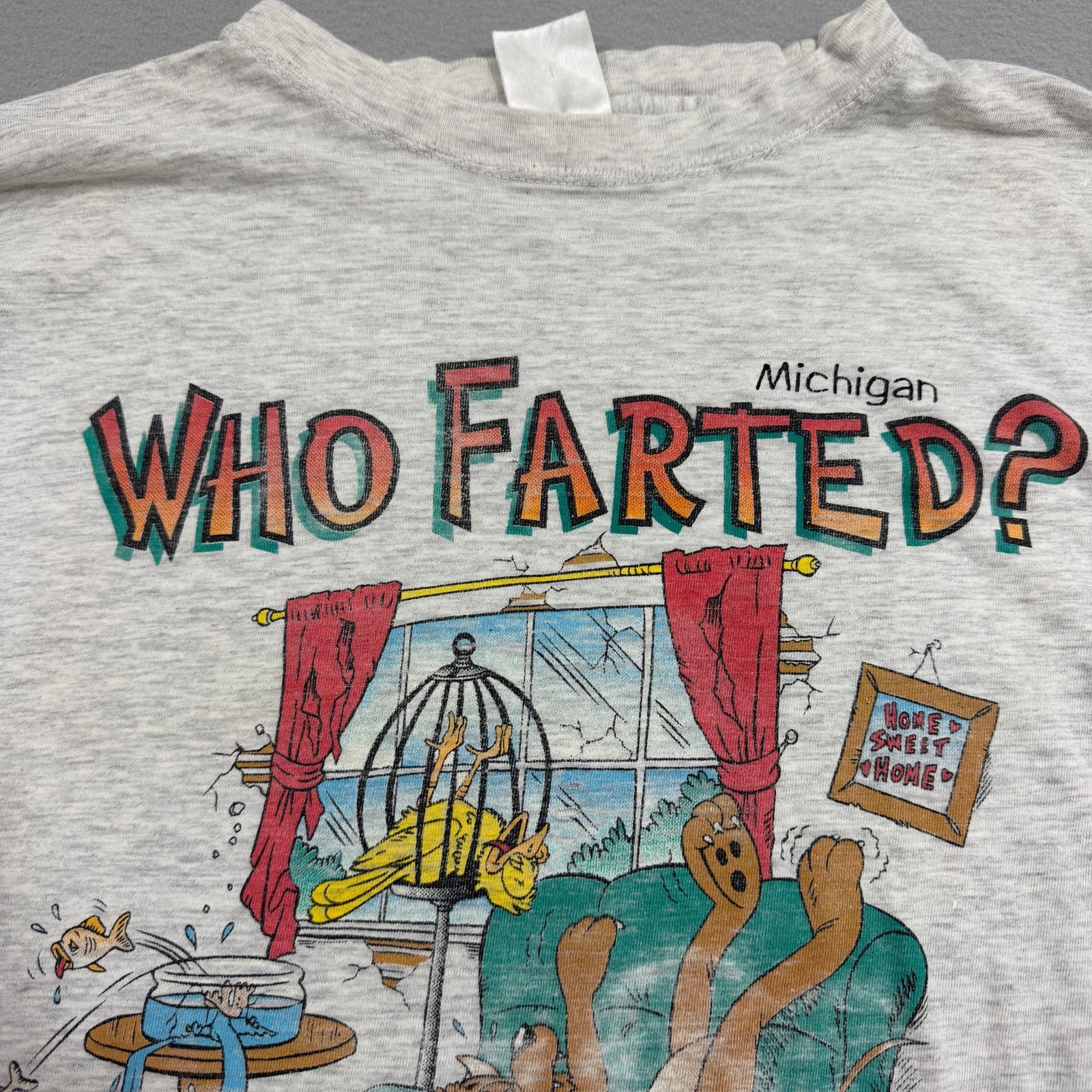 Vintage Vintage Michigan Who Farted? Shirt XL Gray Distressed Humor Size US XL / EU 56 / 4 - 4 Thumbnail
