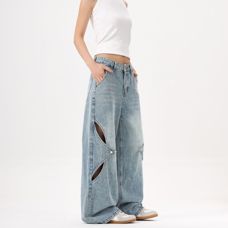 Vintage American-style patchwork ripped baggy jeans for men Size US 32 / EU 48 - 2 Thumbnail