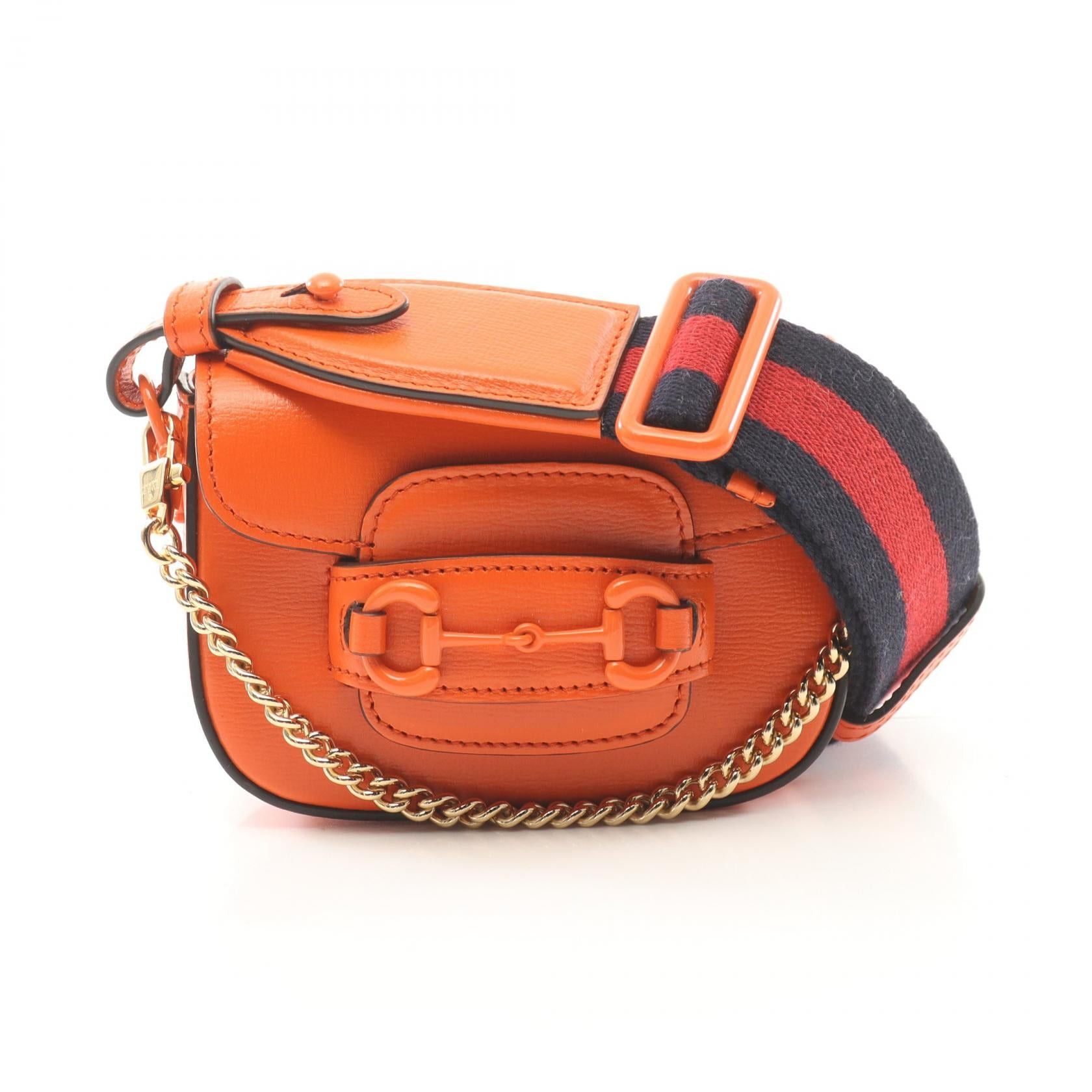 Gucci Gucci Mini Horsebit 1955 Shoulder Bag Leather Orange Size ONE SIZE - 1 Thumbnail