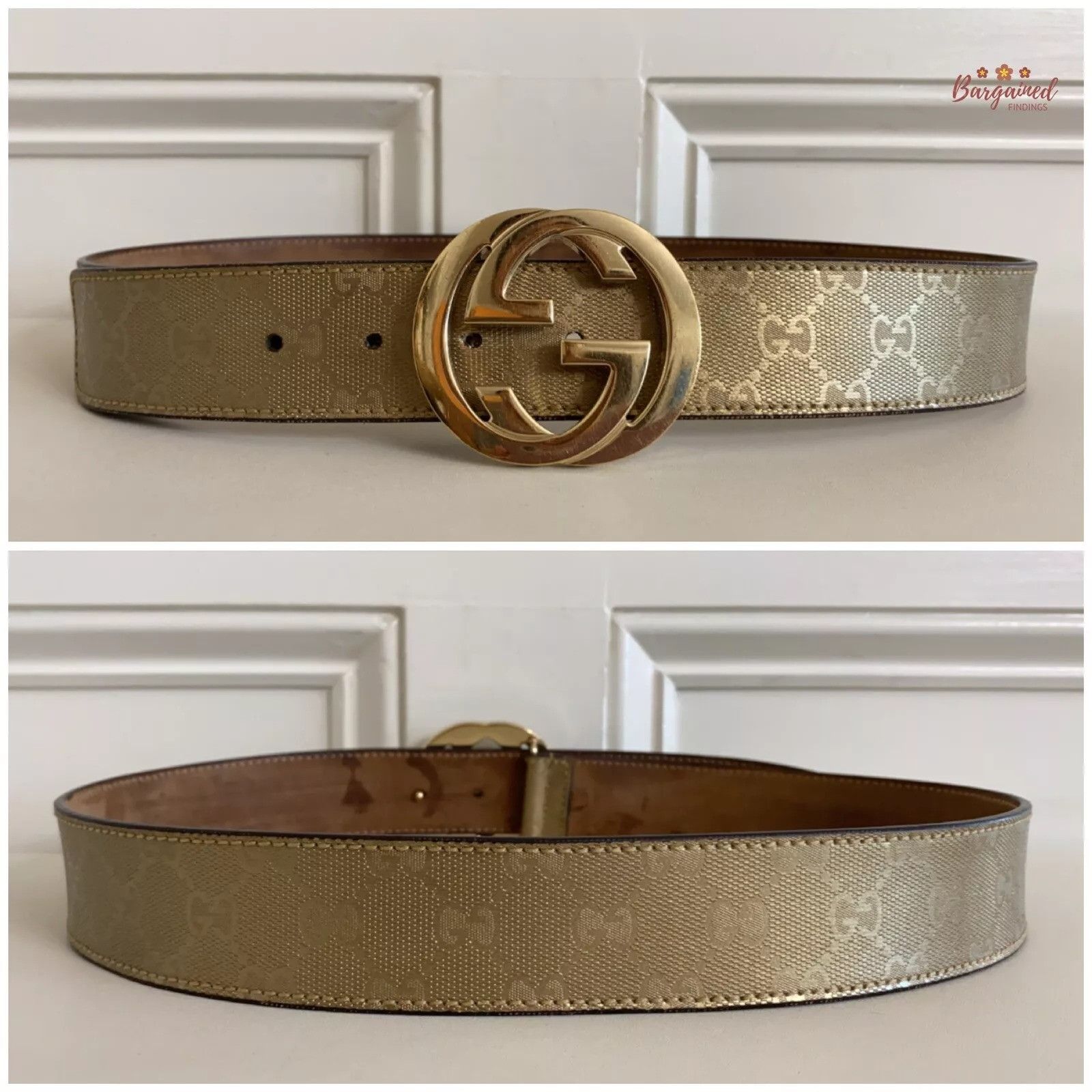 Gucci Gucci Imprime Monogram Leather Interlocking G Buckle Belt Size 30 - 2 Thumbnail