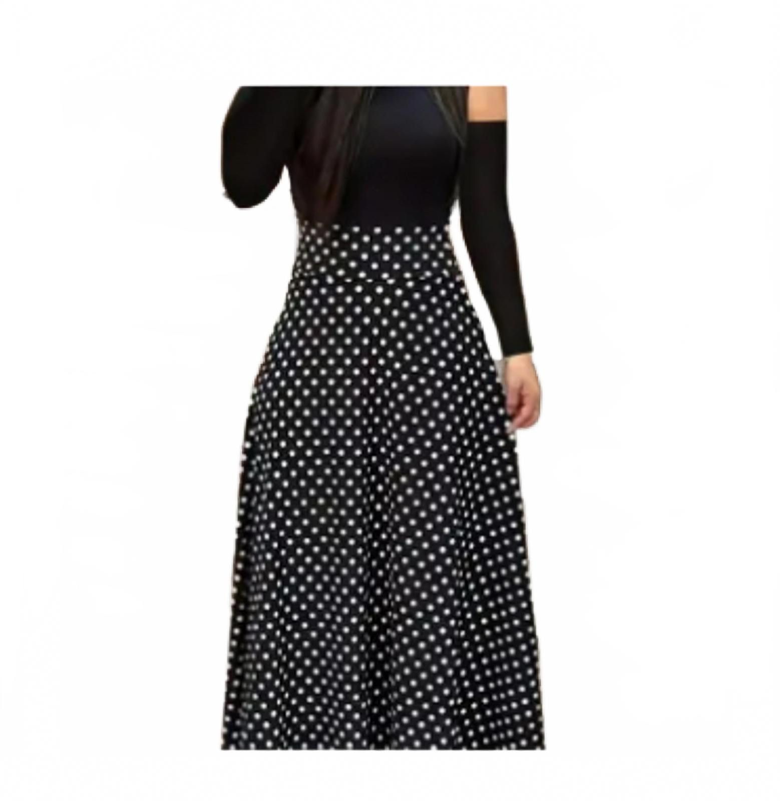 Designer Chic Polka Dot Maxi Dress - Black & White Size 4XL / US 24-26 - 1 Thumbnail