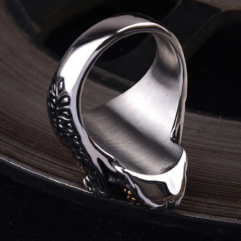 Vintage Carving Kapala Skull Ring Size ONE SIZE - 4 Thumbnail