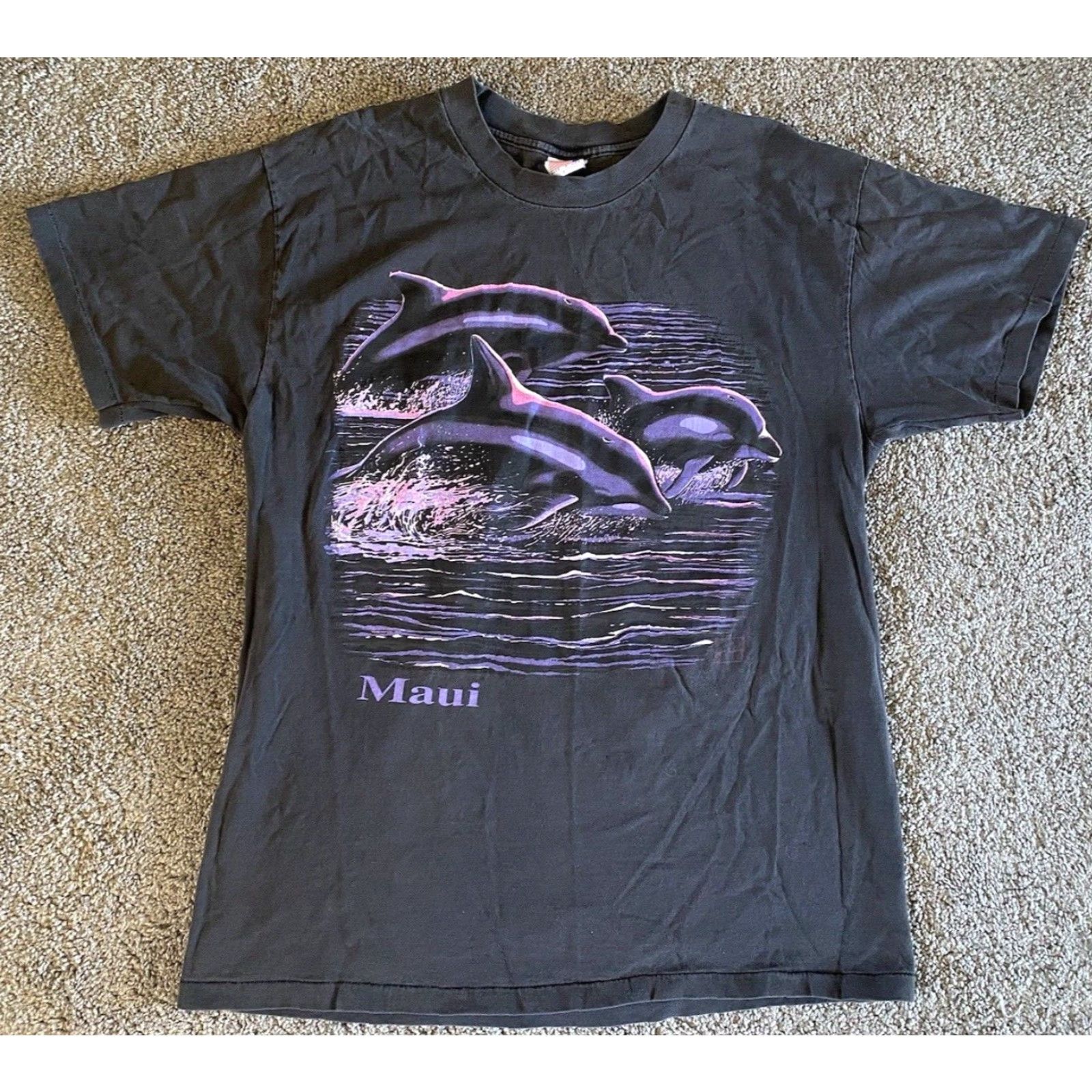 Vintage VINTAGE SCI T-Shirt Men’s L Black United States USA Maui Hawaii Dolphins Short Sleeve Single Stitch Art 90s Beach Hawaii Size US L / EU 52-54 / 3 - 2 Thumbnail