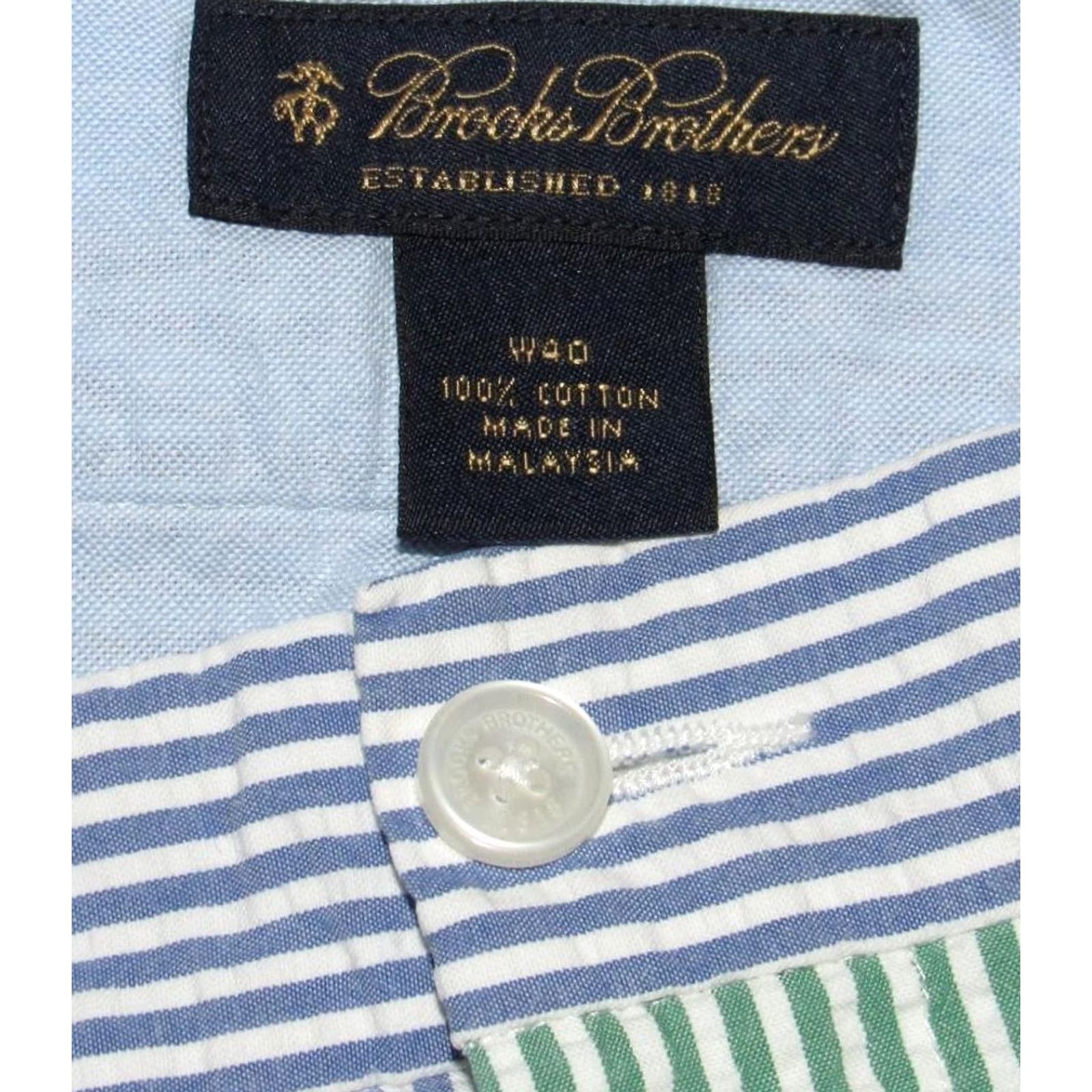 Brooks Brothers BROOKS BROTHERS Chino Seersucker Shorts 7" Pastel Color Block 40 Men Regular XS? Size US 40 / EU 56 - 4 Thumbnail