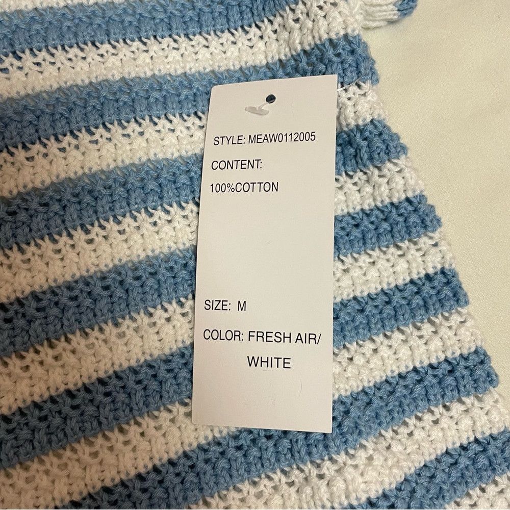 Other NWT New Design 365 Striped Blue White Cotton Knit Top Size Size M / US 6-8 / IT 42-44 - 6 Thumbnail