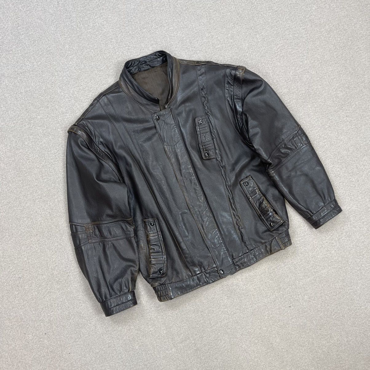 Leather × Vintage VINTAGE GENUINE LEATHER 2in1 BROWN BOMBER JACKET + VEST Size US L / EU 52-54 / 3 - 3 Thumbnail