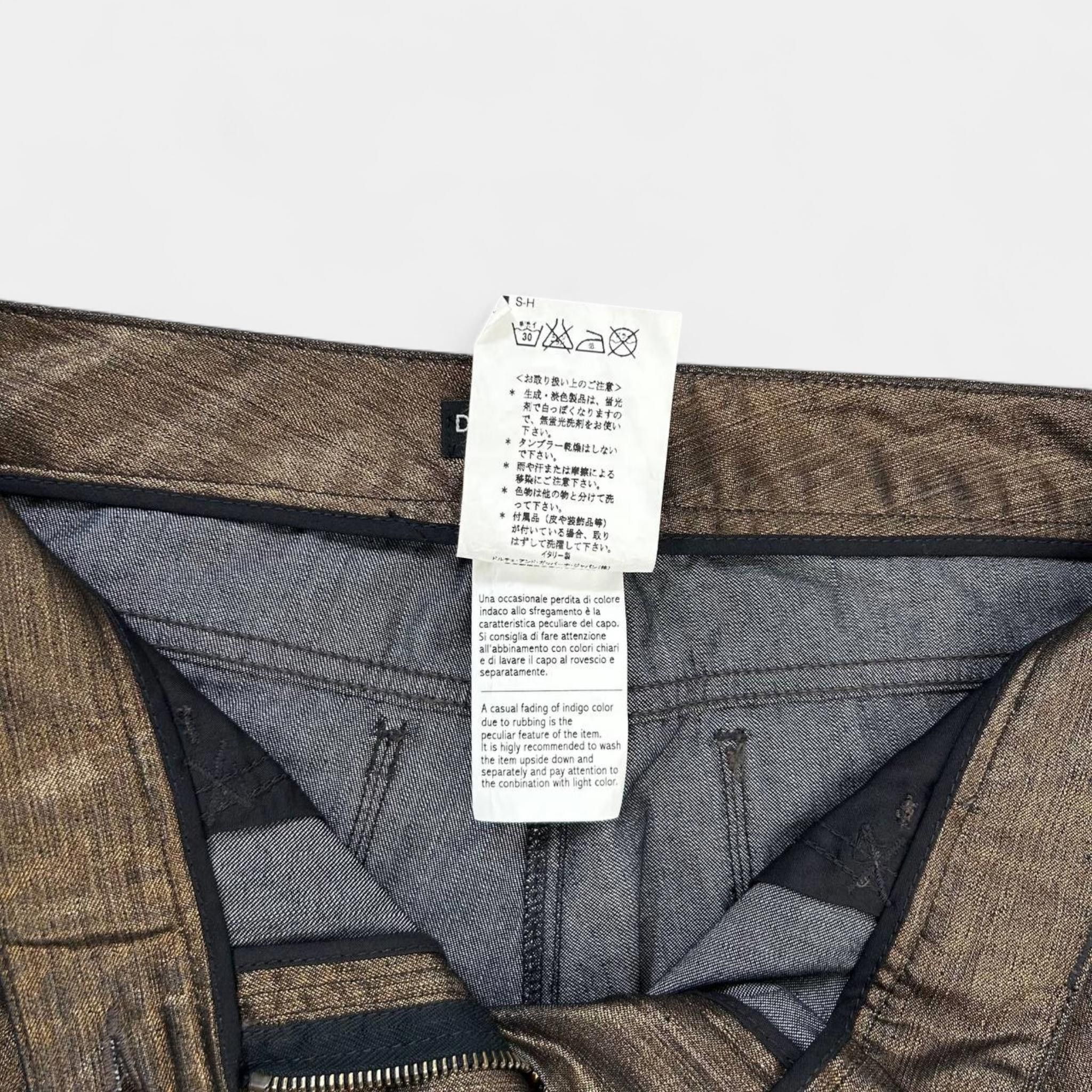 Dolce & Gabbana Dolce & Gabbana Metallic Gold Straight Leg Pants Size US 31 - 4 Thumbnail