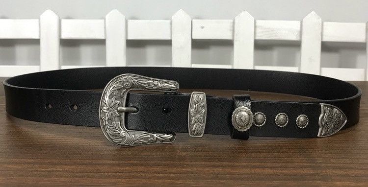 Japanese Brand Retro vintage punk buckle western leather belt Size ONE SIZE - 5 Thumbnail