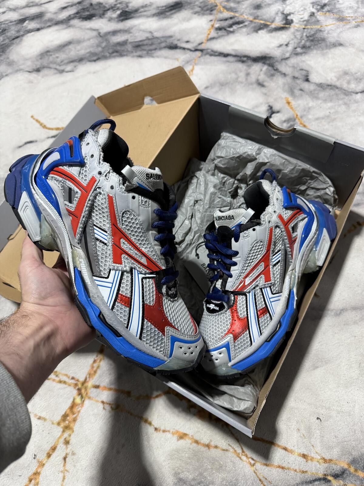 Balenciaga Balenciaga Runner White Red Blue - Sz8US Size US 8 / EU 41 - 1 Thumbnail