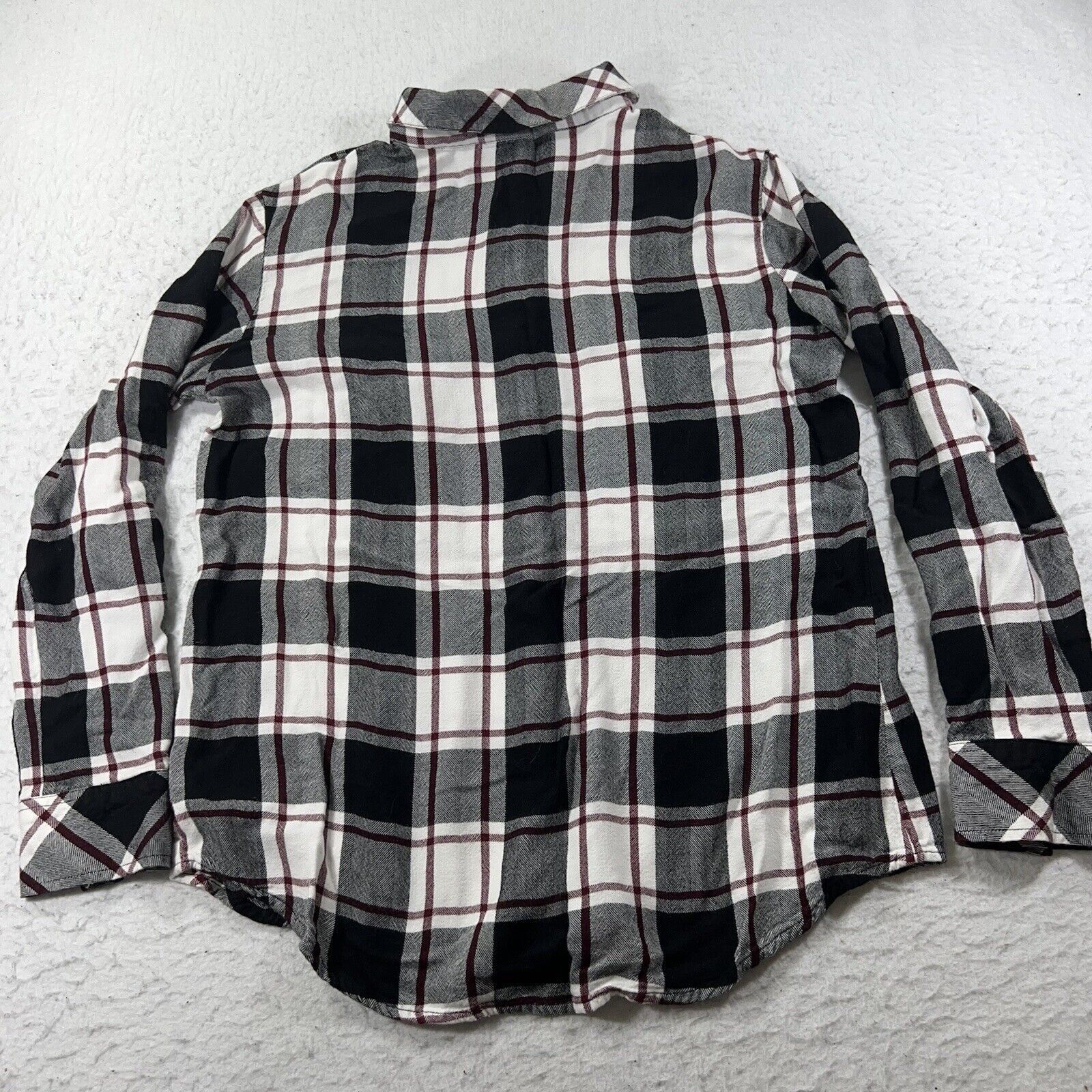 Other Sanctuary Boyfriend Style Snap Red Black Plaid Flannel Shirt Size S / US 4 / IT 40 - 8 Thumbnail