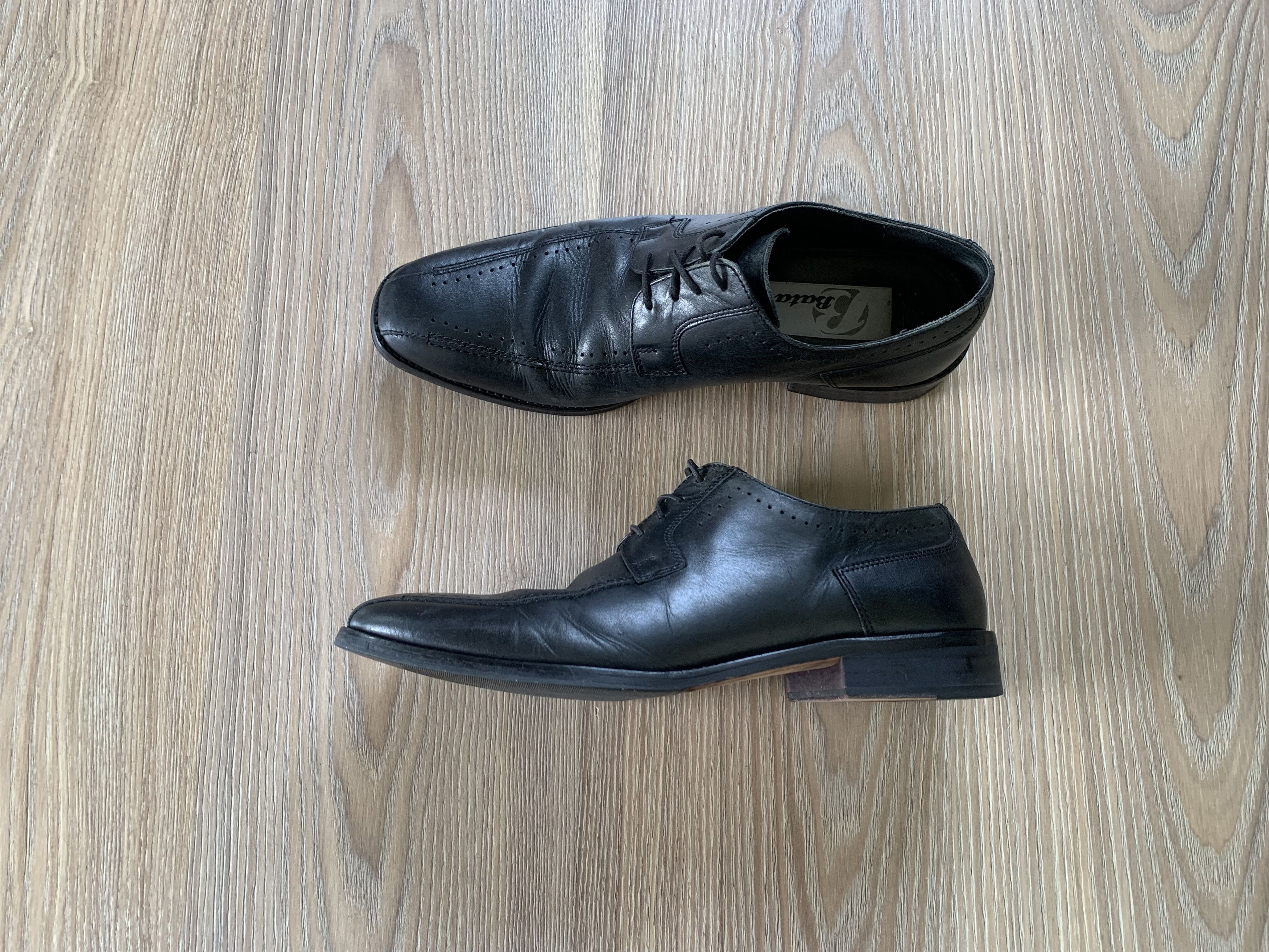 Bata Bata Mens Black Leather Formal Shoes Size US 10 / EU 43 - 1 Thumbnail
