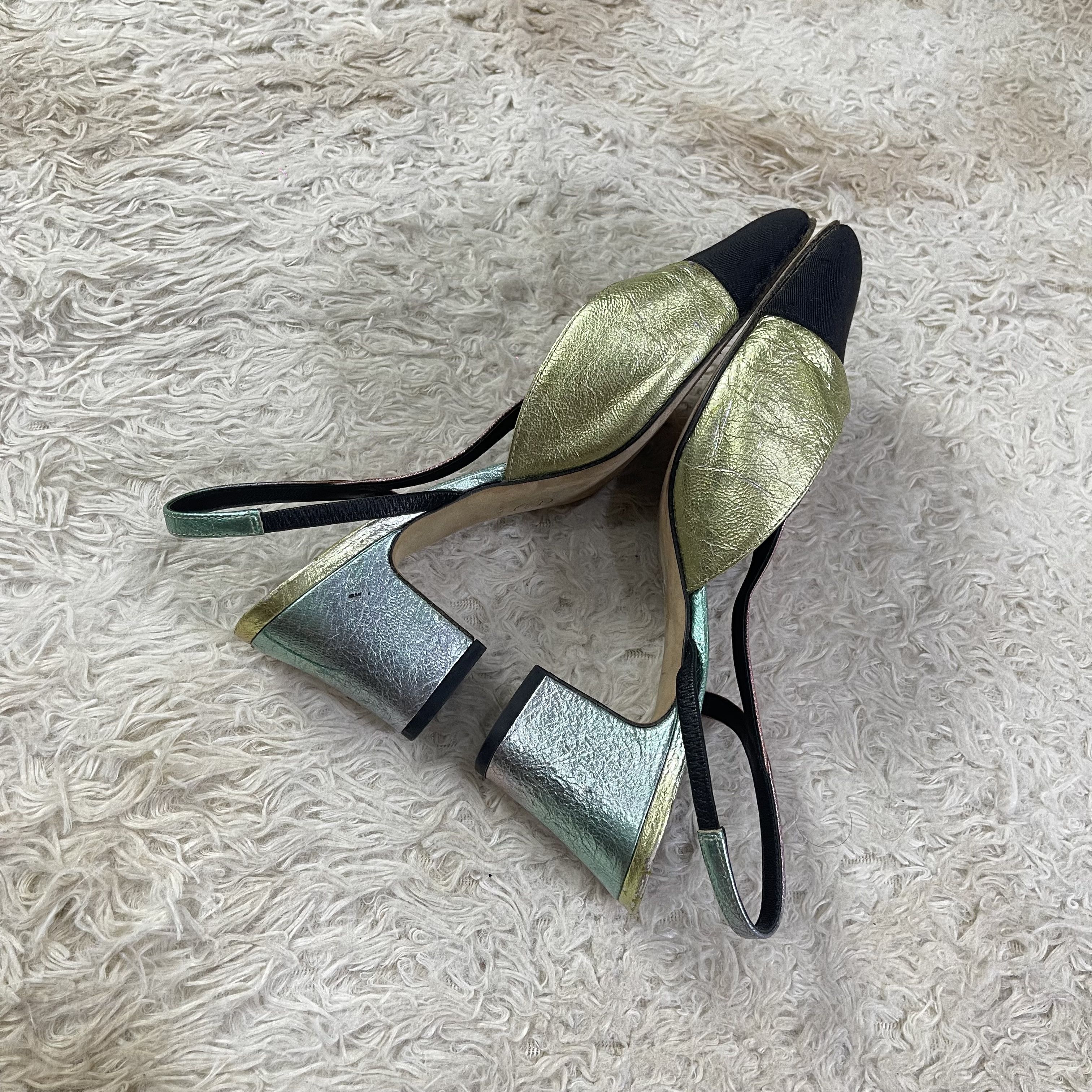 Chanel Chanel Multicolor Slingback Leather Sandals Size US 7 / IT 37 - 3 Thumbnail
