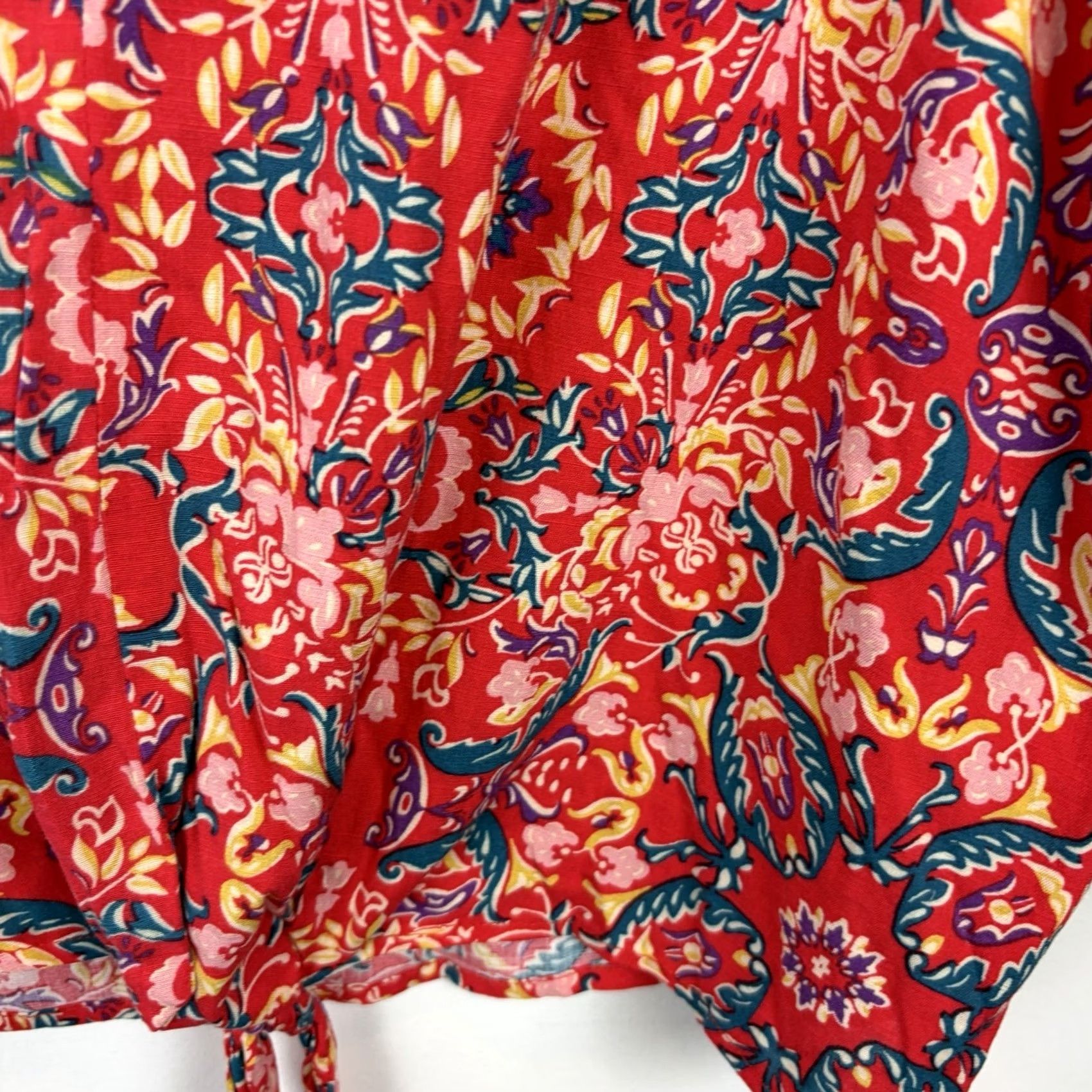 Torrid Torrid Blouse Womens 4X Red Floral Peasant Bohemian Boho Hippie Top Size XXL / US 16-18 / IT 52-54 - 4 Thumbnail