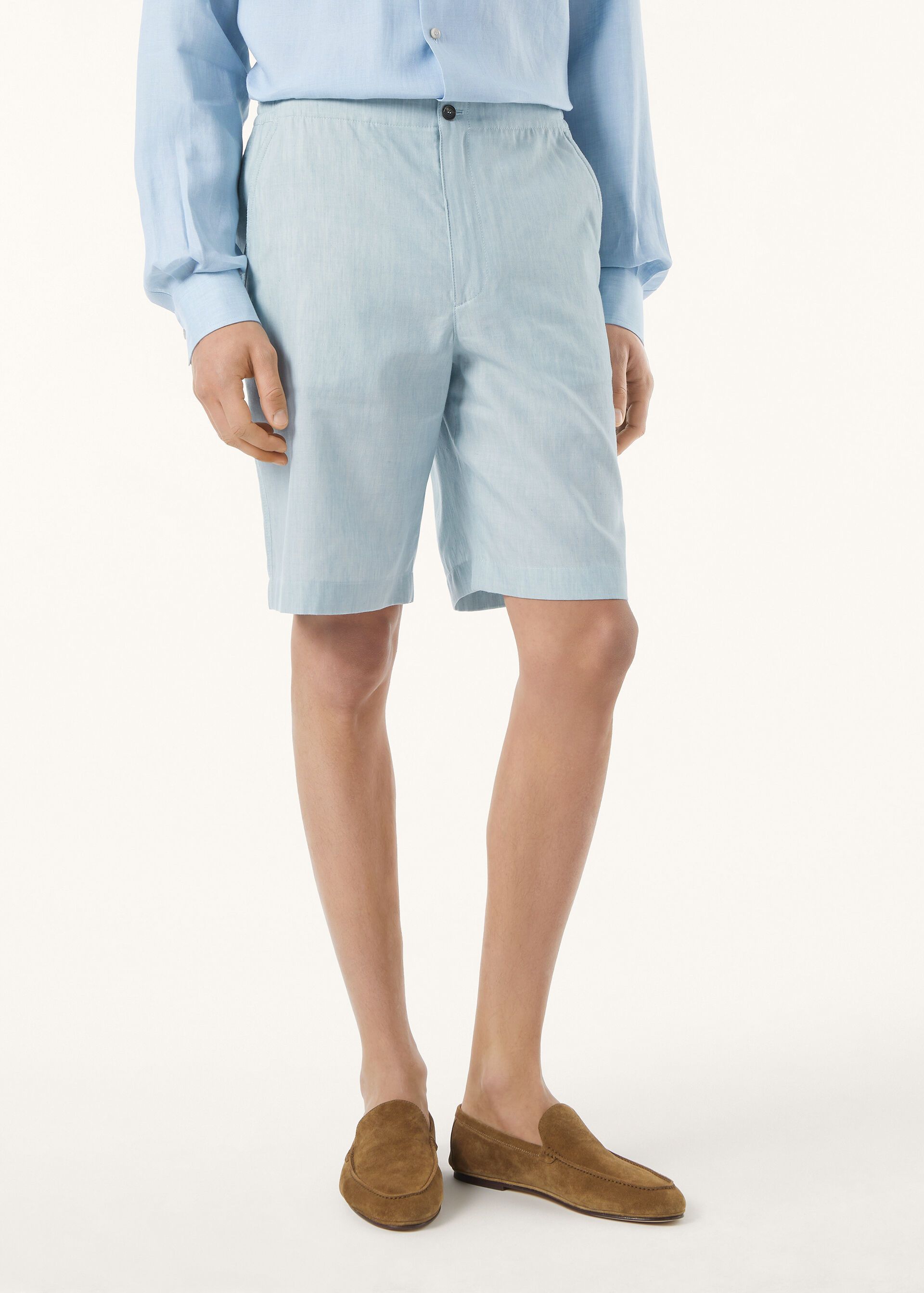 Loro Piana os11x0226 FAQ9781 Nolan Bermuda Short in Salt Bleached Blue Size US 36 / EU 52 - 4 Thumbnail