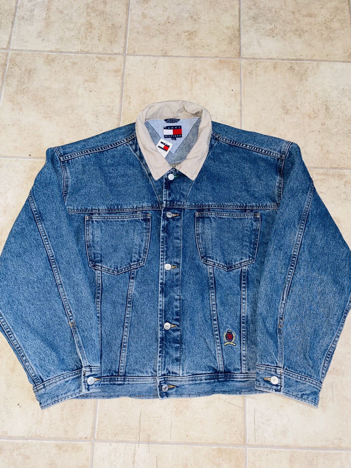 image of Made In USA x Tommy Hilfiger Very Vintage Denim Jacket Kith Timberland in Blue, Men's (Size 2XL)