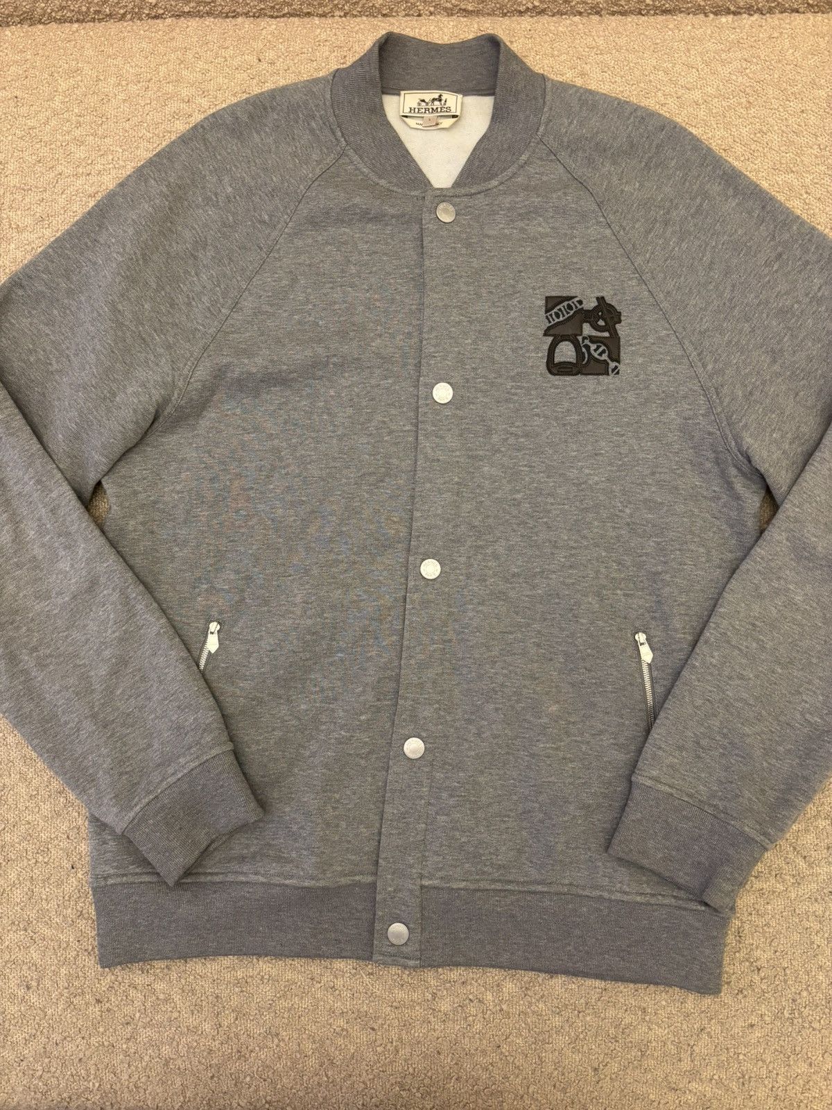 Hermes Hermes Varsity Jacket with Leather Logo Size US L / EU 52-54 / 3 - 2 Thumbnail