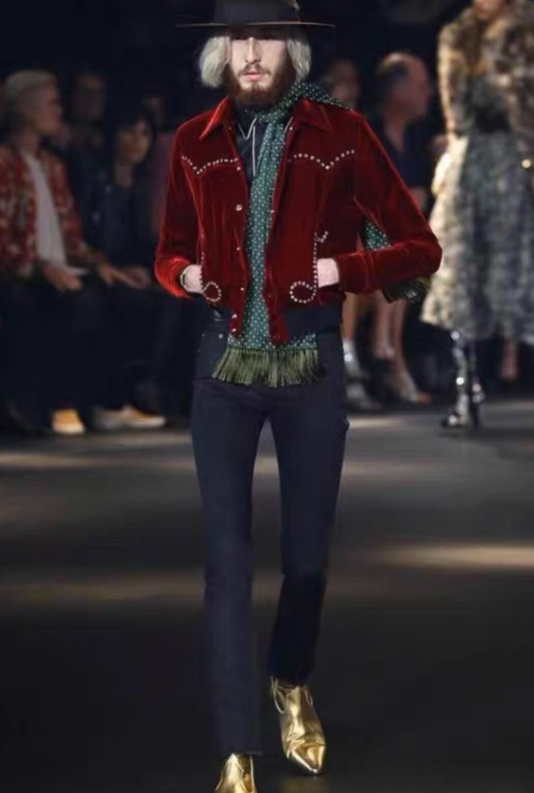 Saint Laurent Paris Saint Laurent SLP 2016FW Wine Red Velvet Musical Note Jacket Size US S / EU 44-46 / 1 - 6 Thumbnail