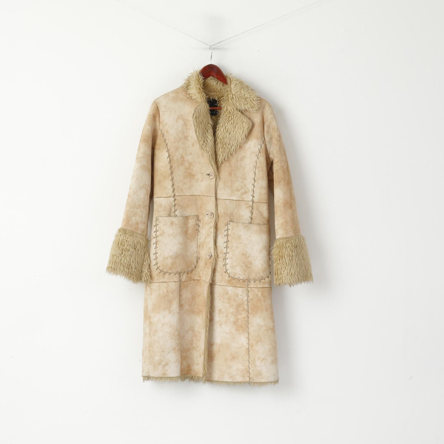Vintage Amisu Womens 40 M Coat Beige Boho Long 2816 Size M / US 6-8 / IT 42-44 - 1 Thumbnail