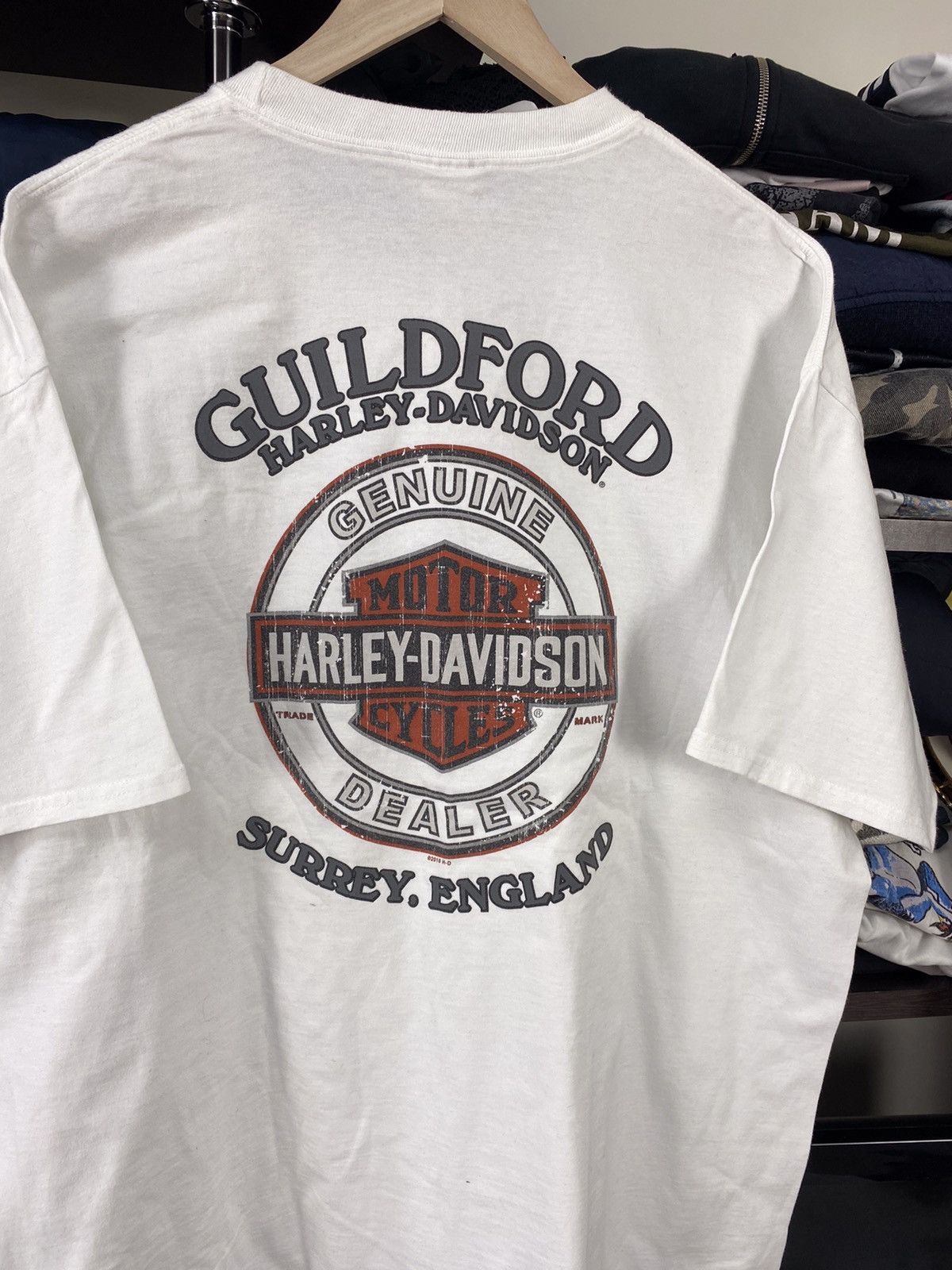 Harley Davidson × Vintage Vintage Harley Davidson 00s Guildford Graphic Tee Size US XXL / EU 58 / 5 - 7 Thumbnail