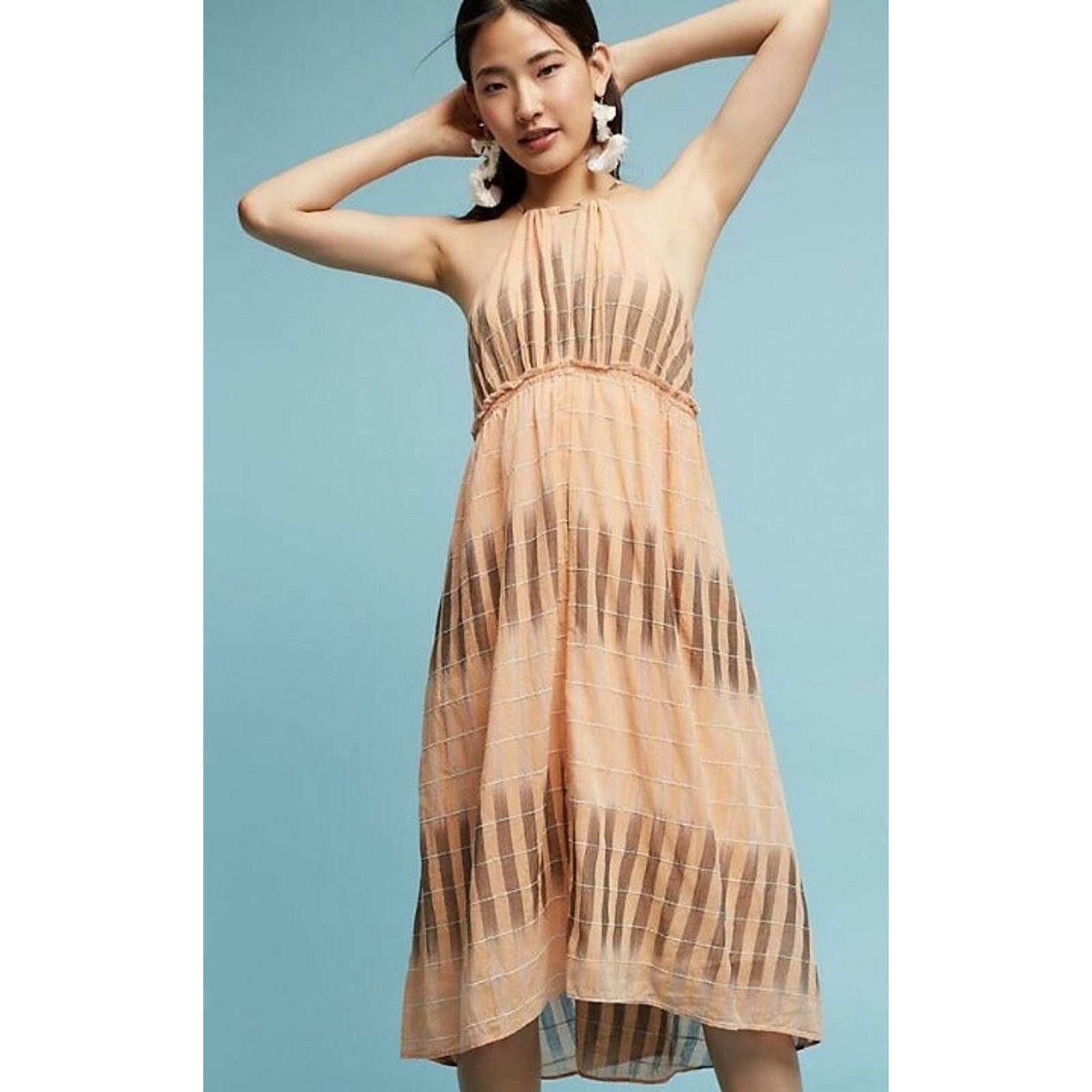 Anthropologie ANTHROPOLOGIE by AKEMI + KIN Ikat Halter Peach Dress $138 Size S / US 4 / IT 40 - 1 Thumbnail