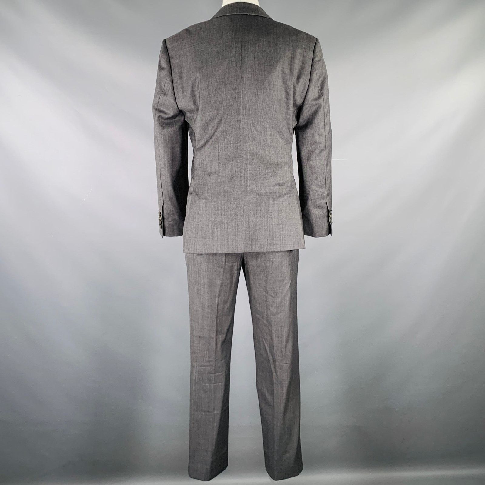 Calvin Klein CALVIN KLEIN COLLECTION Size 34 Grey Wool Notch Lapel Suit Size 34R - 3 Thumbnail
