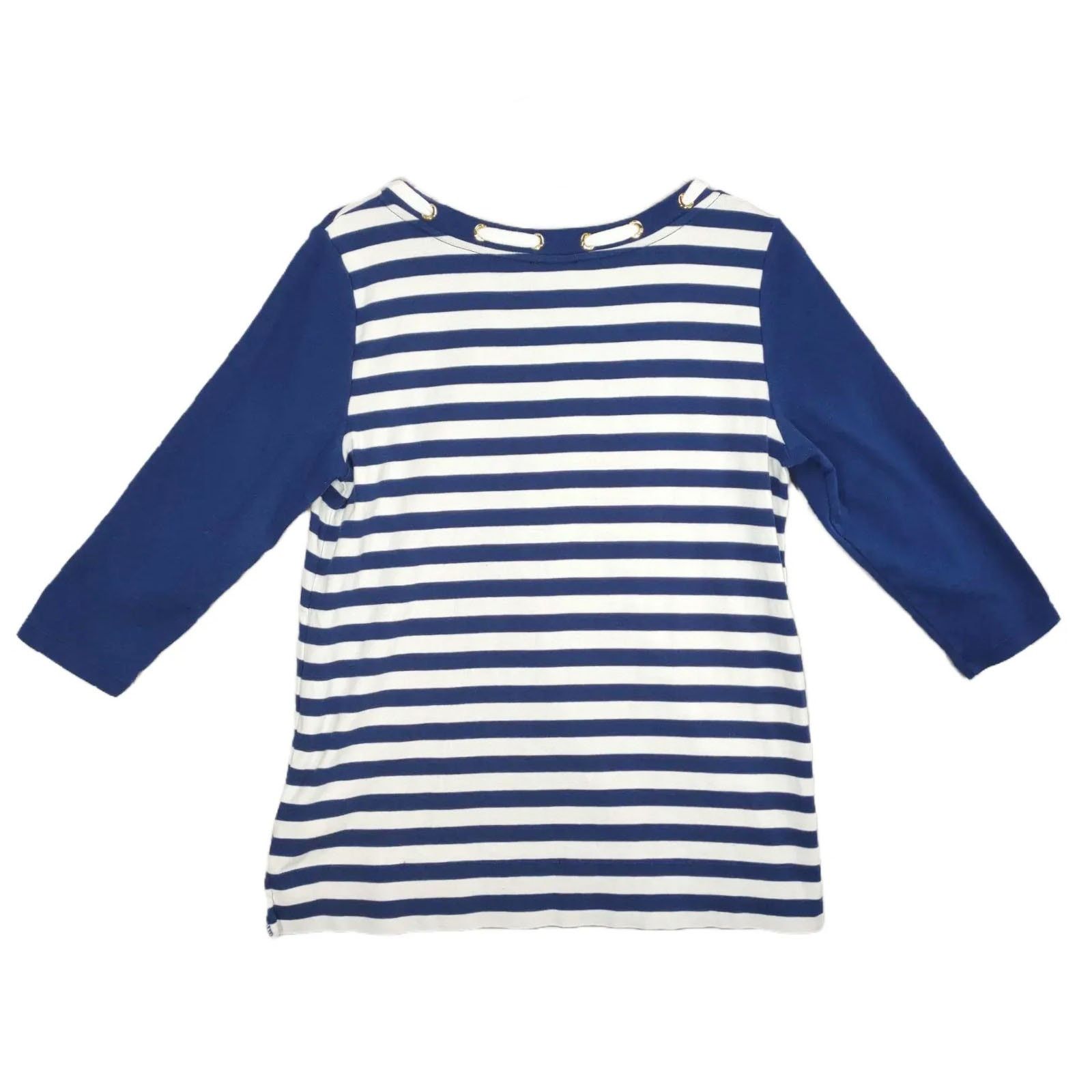 Jones New York Jones NY Women's XL Navy Striped Nautical 3/4 Sleeve Shirt Size XL / US 12-14 / IT 48-50 - 2 Thumbnail