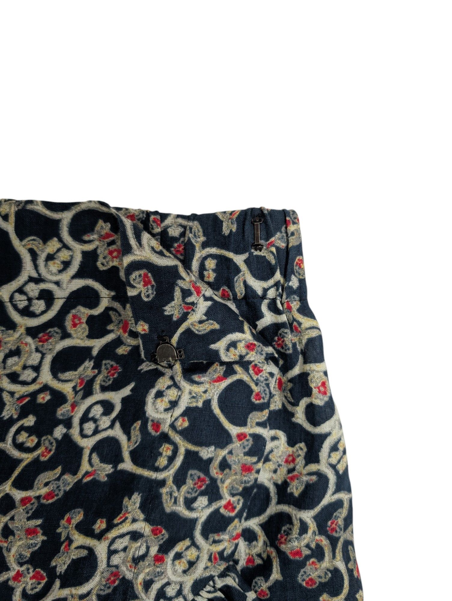 Isabel Marant Etoile Dark Blue Overall Printed Linen Skirt With Ruffle Ends Size 26" / US 2 / IT 38 - 3 Thumbnail